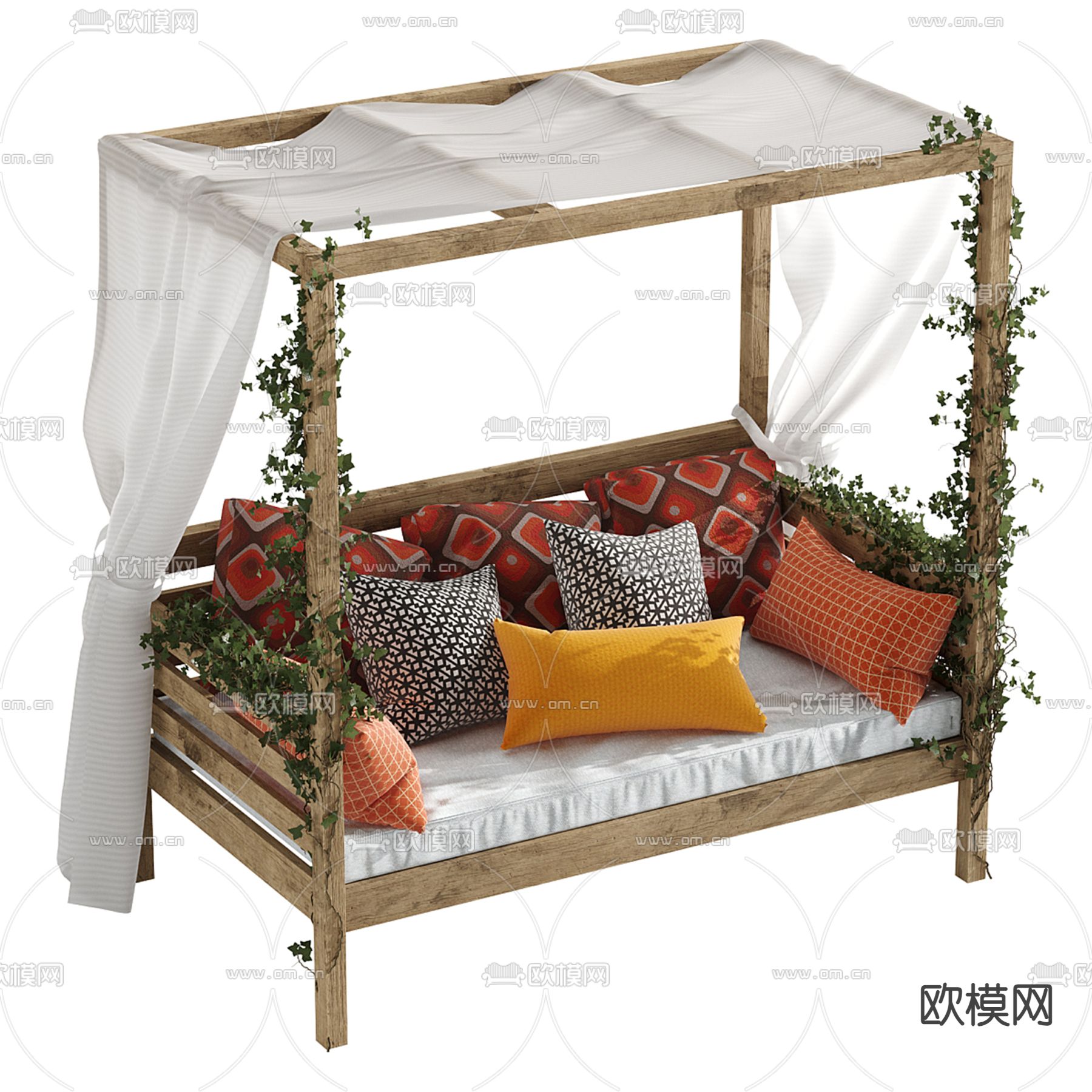 户外沙发 花园沙发床3d模型下载