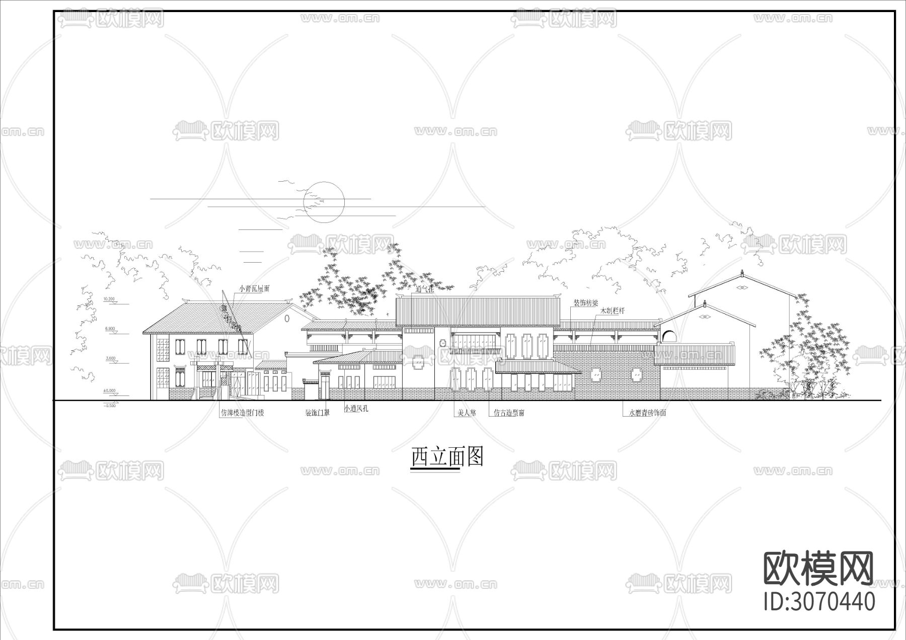 4800㎡新中式 民宿 酒店方案cad施工图下载（渲染图3）