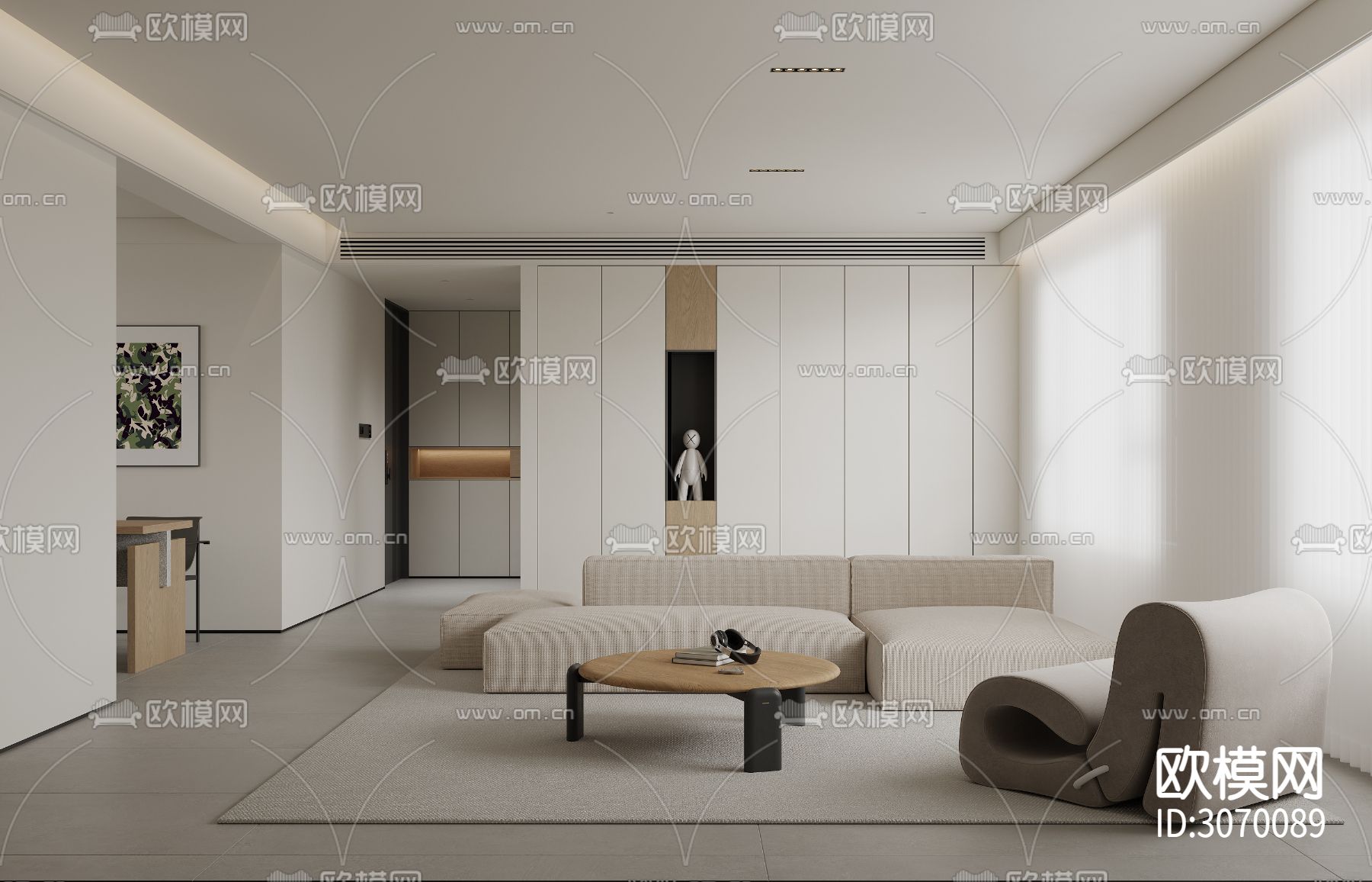 极简客厅 餐厅效果图下载（渲染图7）