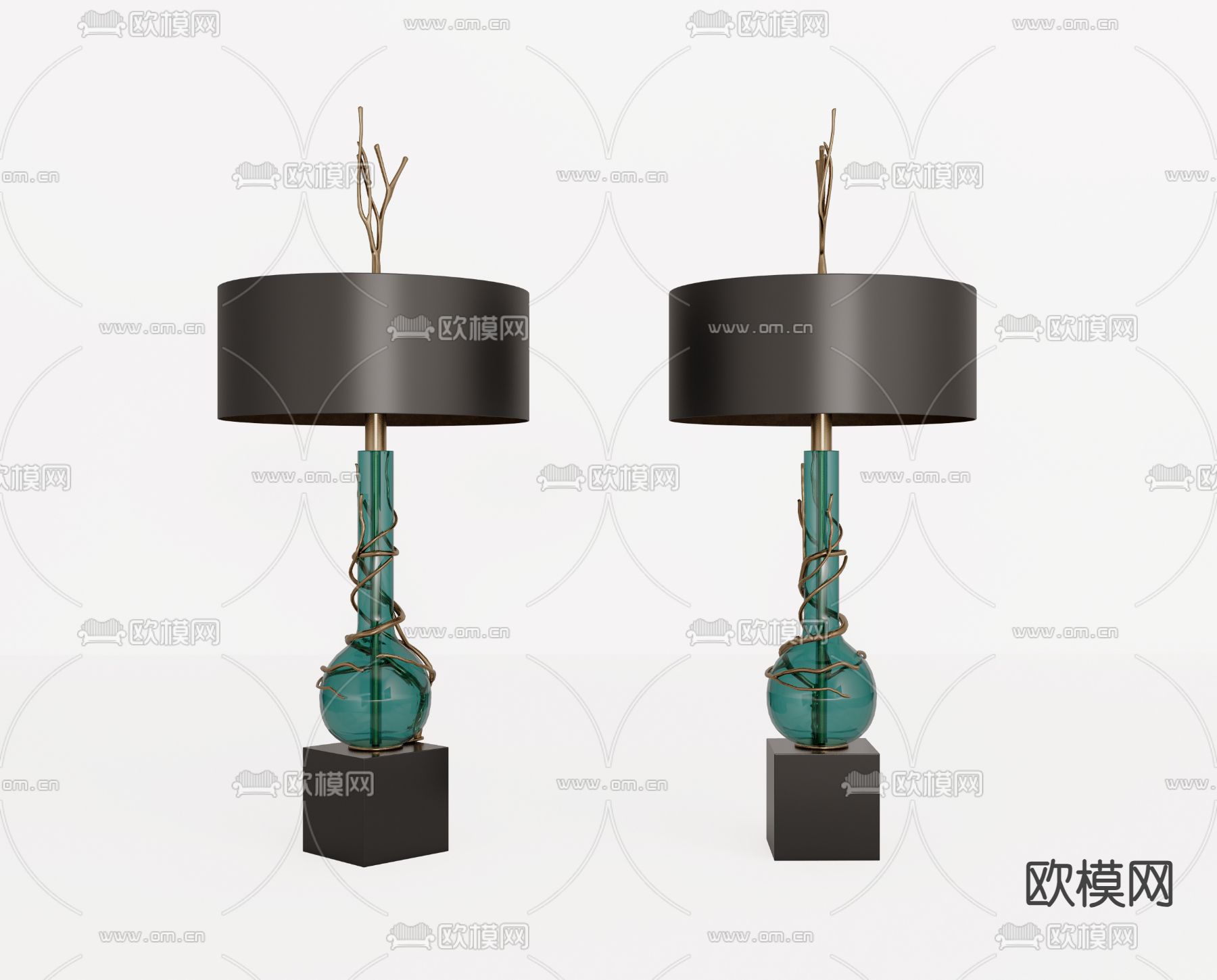 新古典台灯su模型下载（渲染图2）
