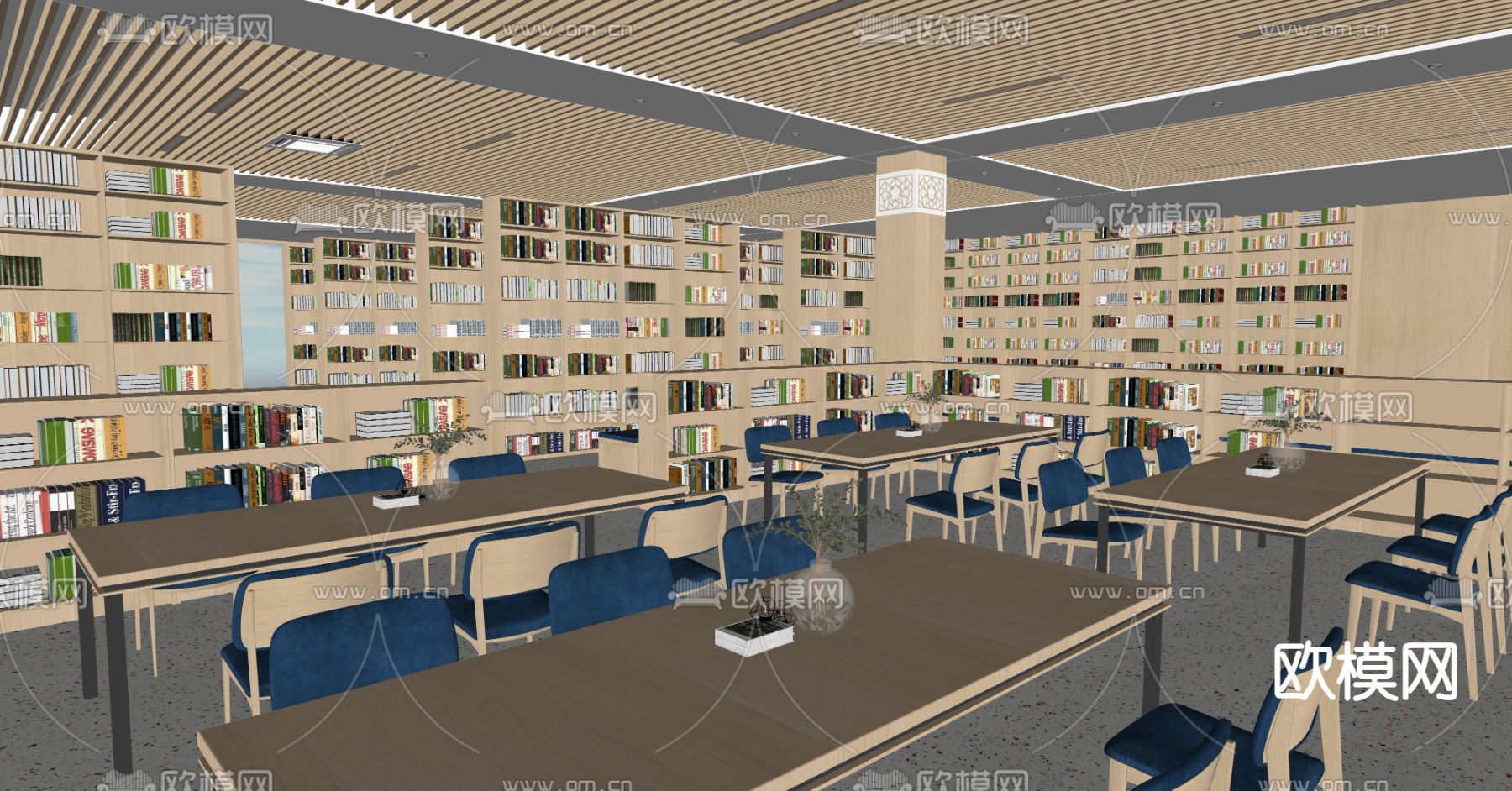 现代图书馆su模型下载（渲染图4）