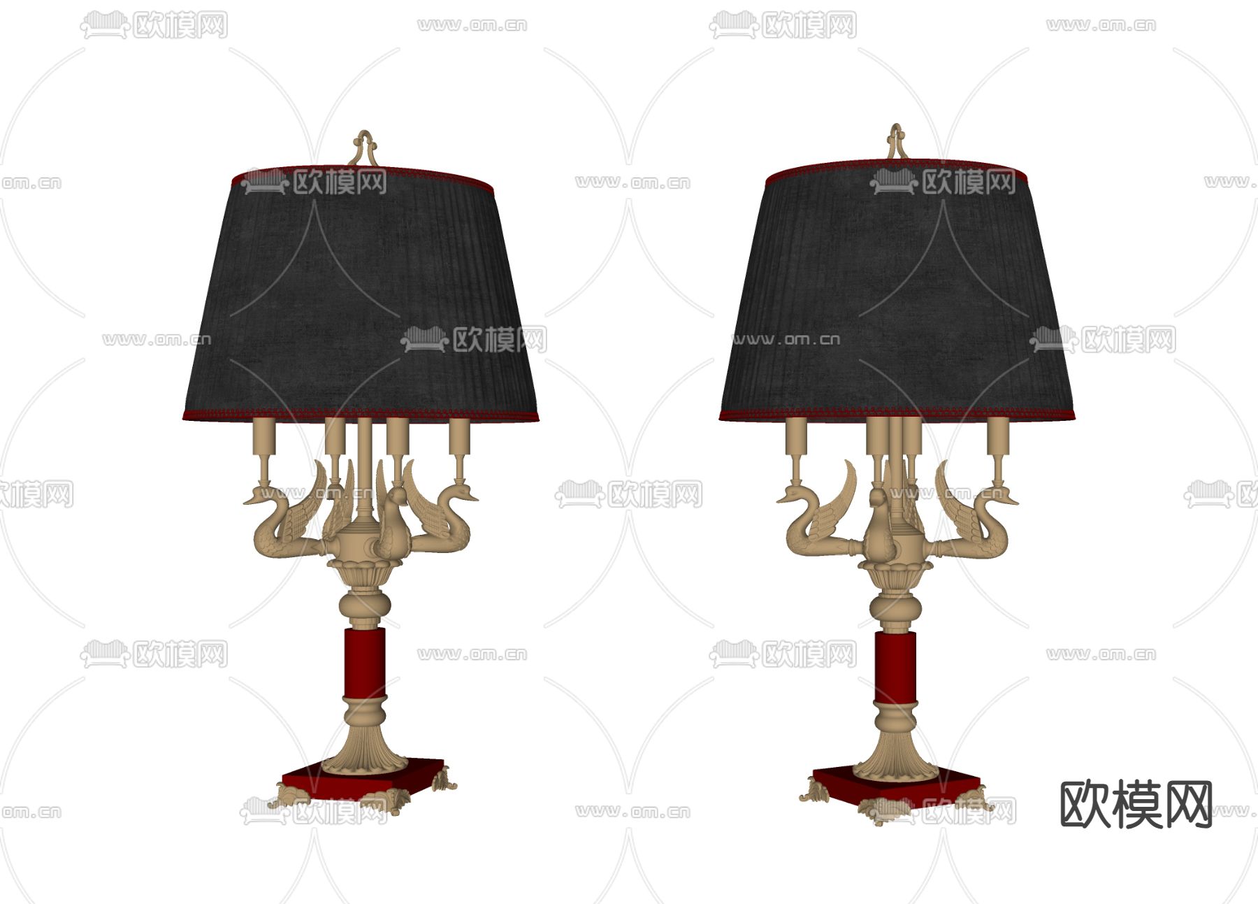 新古典台灯su模型下载（渲染图1）