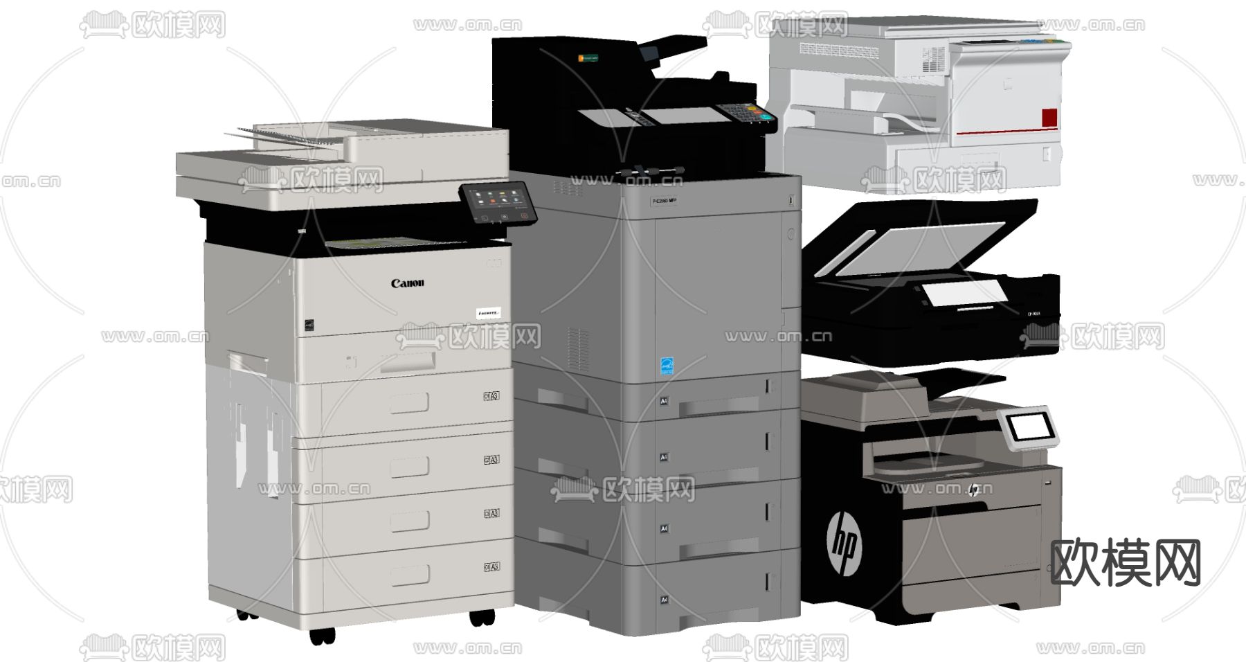 现代打印机 复印机su模型下载（渲染图1）