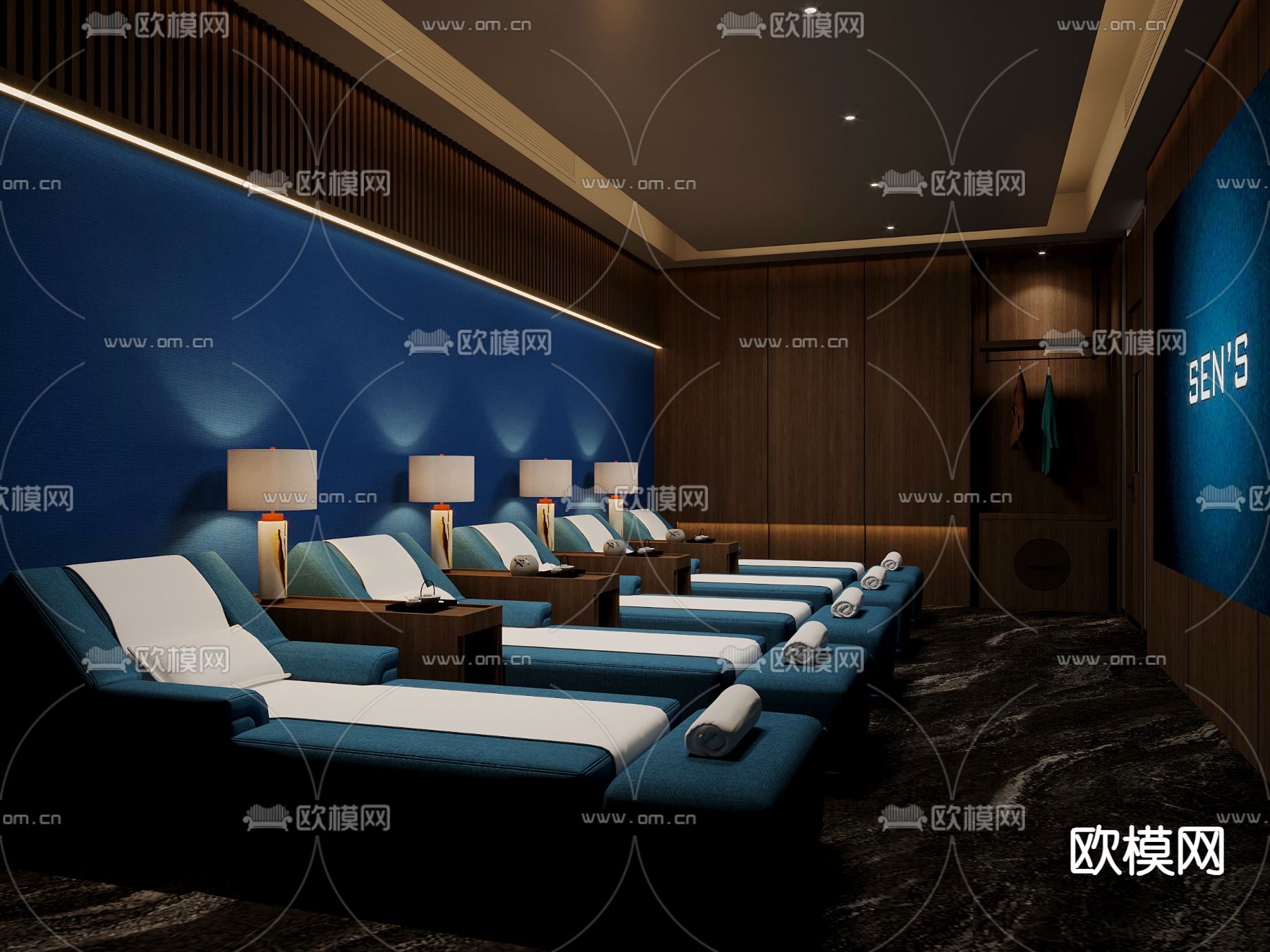 新中式足浴会所su模型下载（渲染图2）