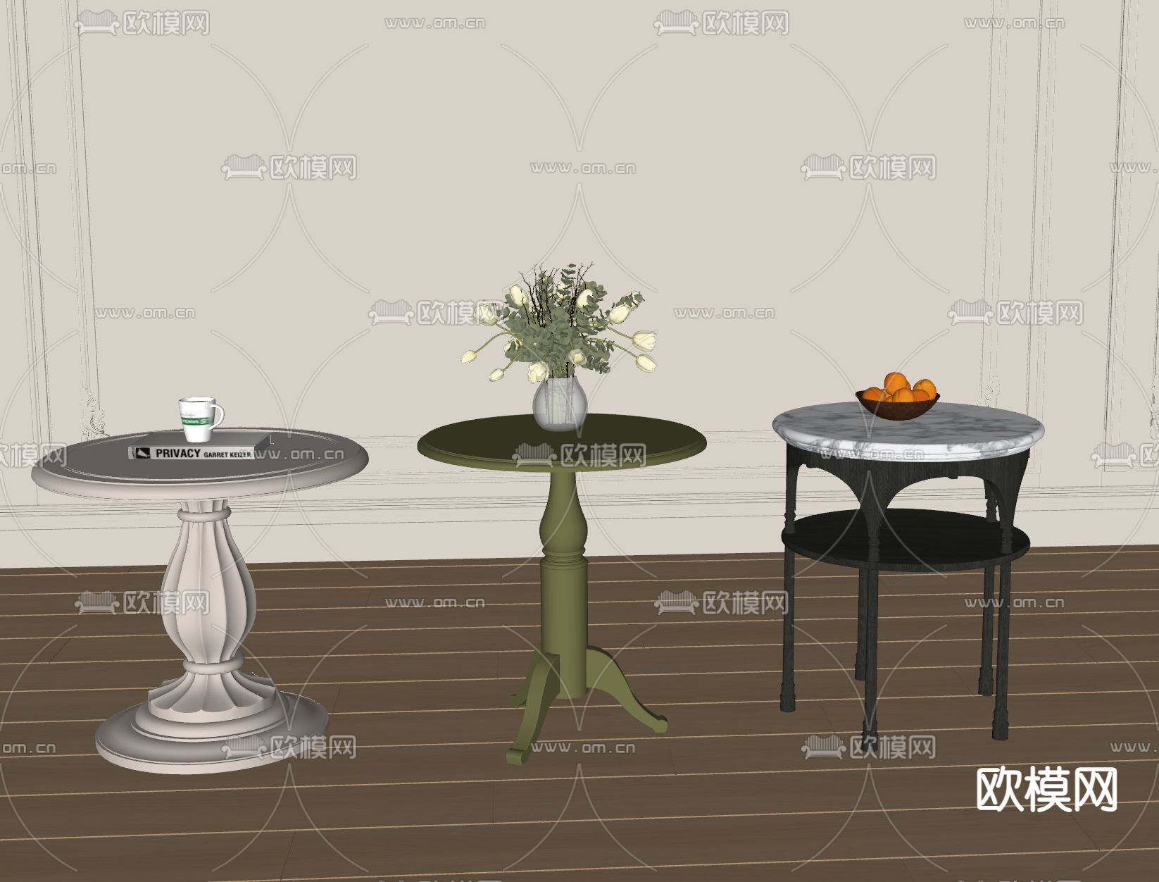 法式边几 角几su模型下载（渲染图1）