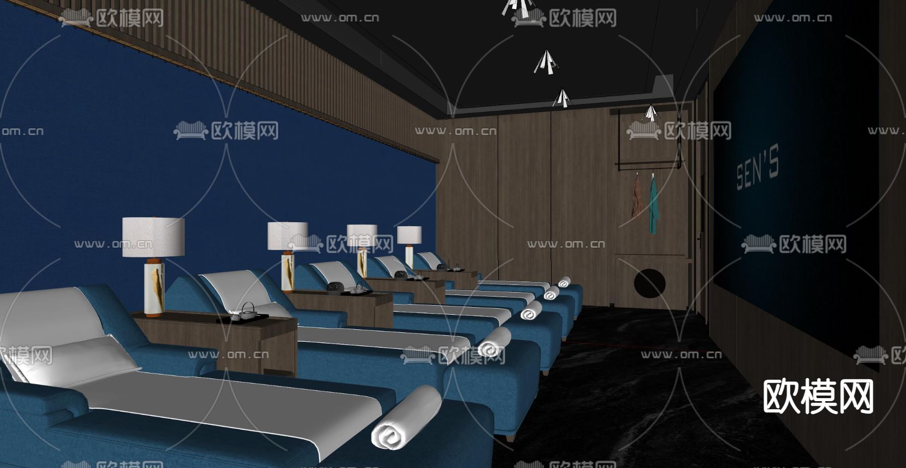 新中式足浴会所su模型下载（渲染图1）