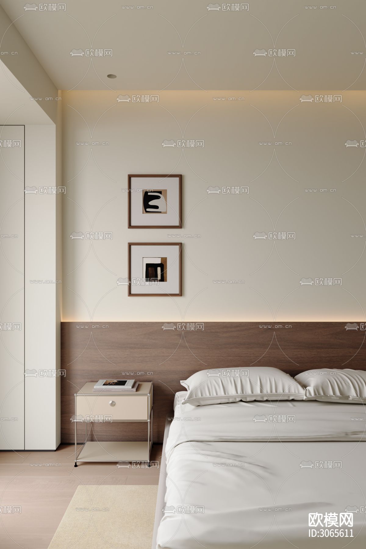 中古风卧室 主卧 主人房装修效果图下载（渲染图3）