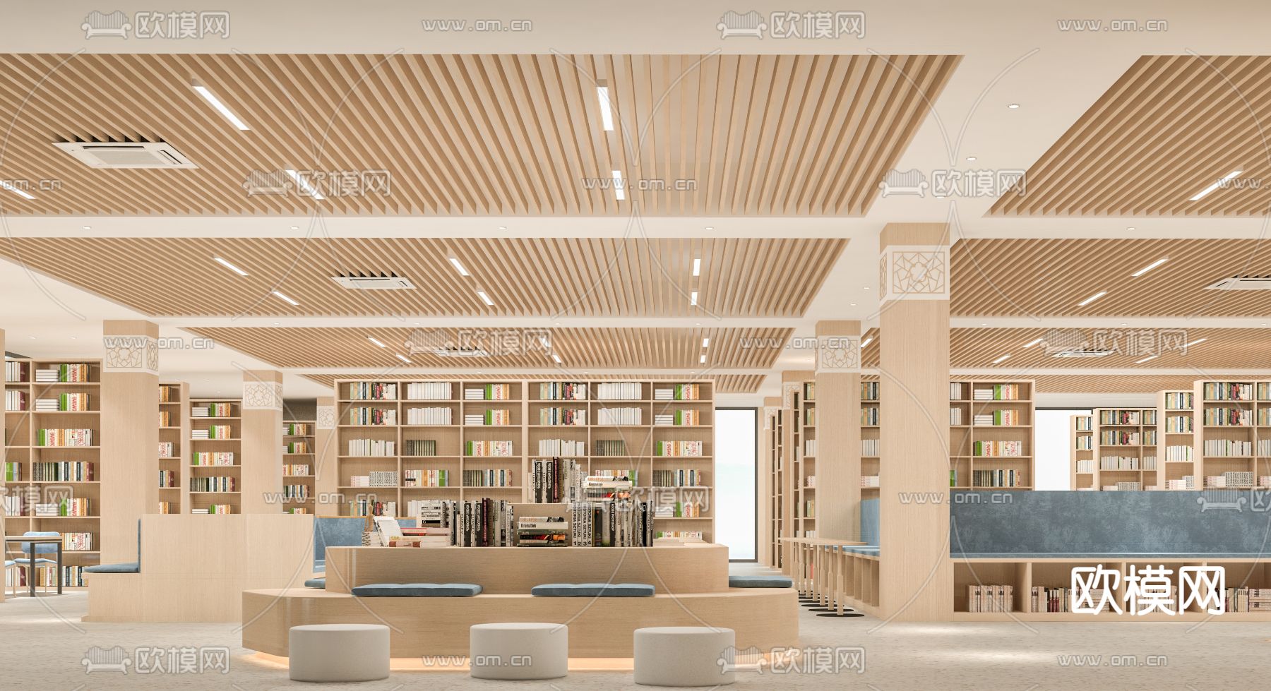 现代图书馆su模型下载（渲染图3）