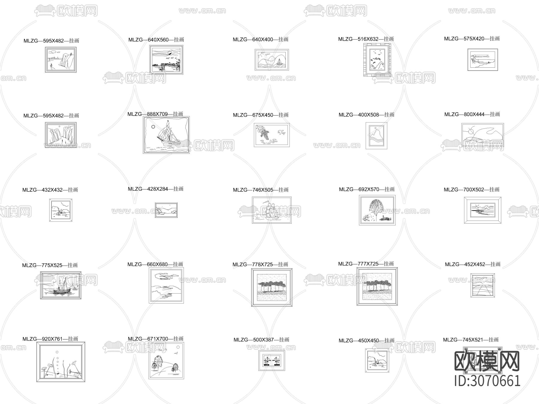 风景画立面cad图库下载（渲染图1）