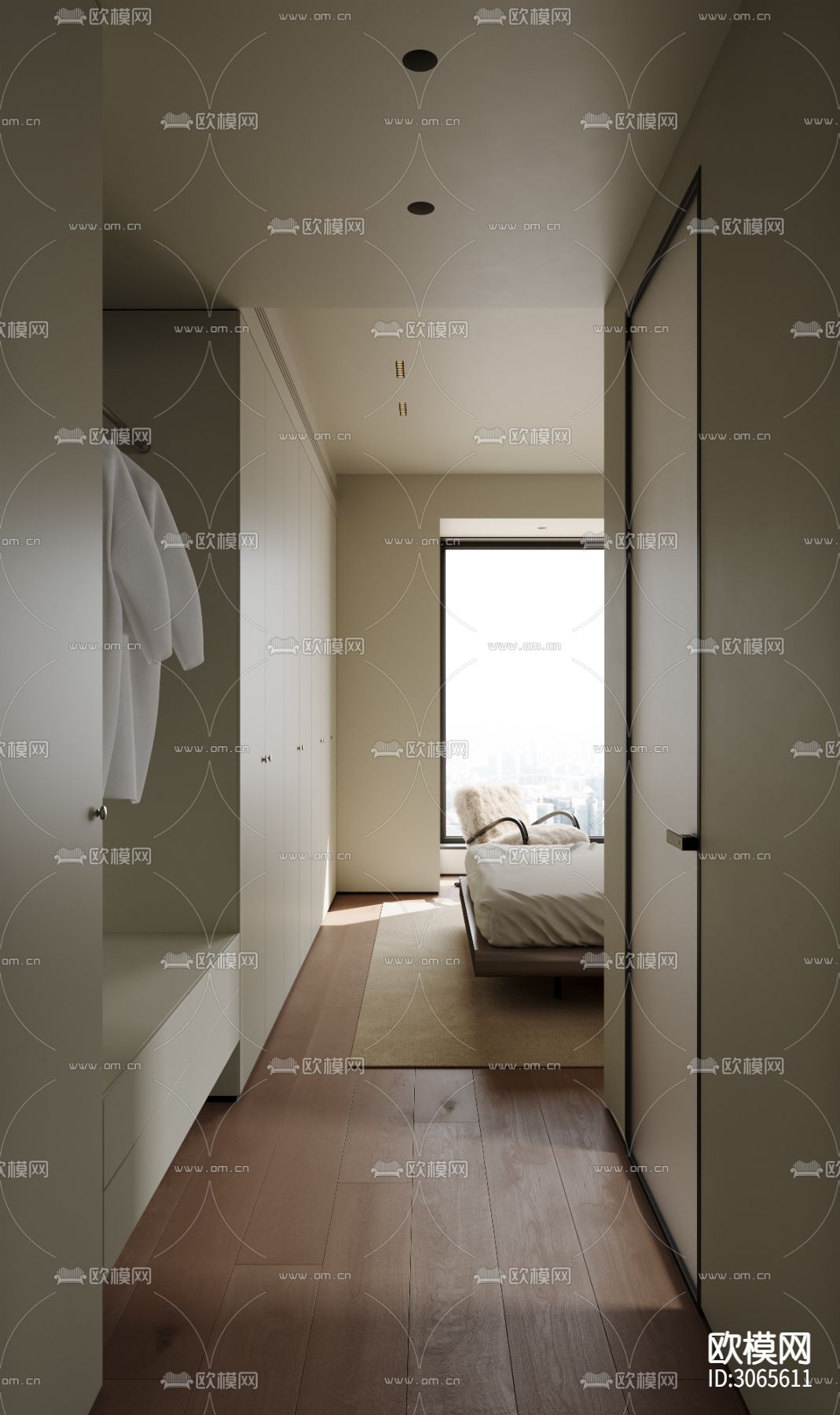 中古风卧室 主卧 主人房装修效果图下载（渲染图4）