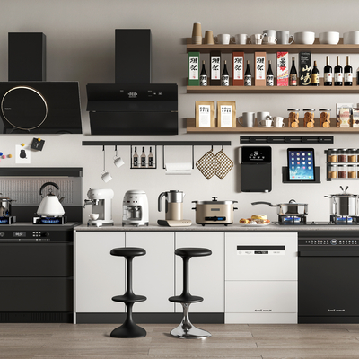 厨房用品 厨具 油烟机 煤气灶su模型