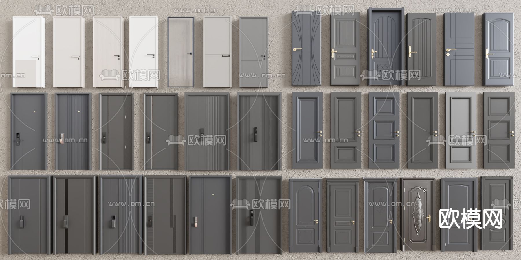 入户门 防盗门 单开门 卧室门3d模型下载