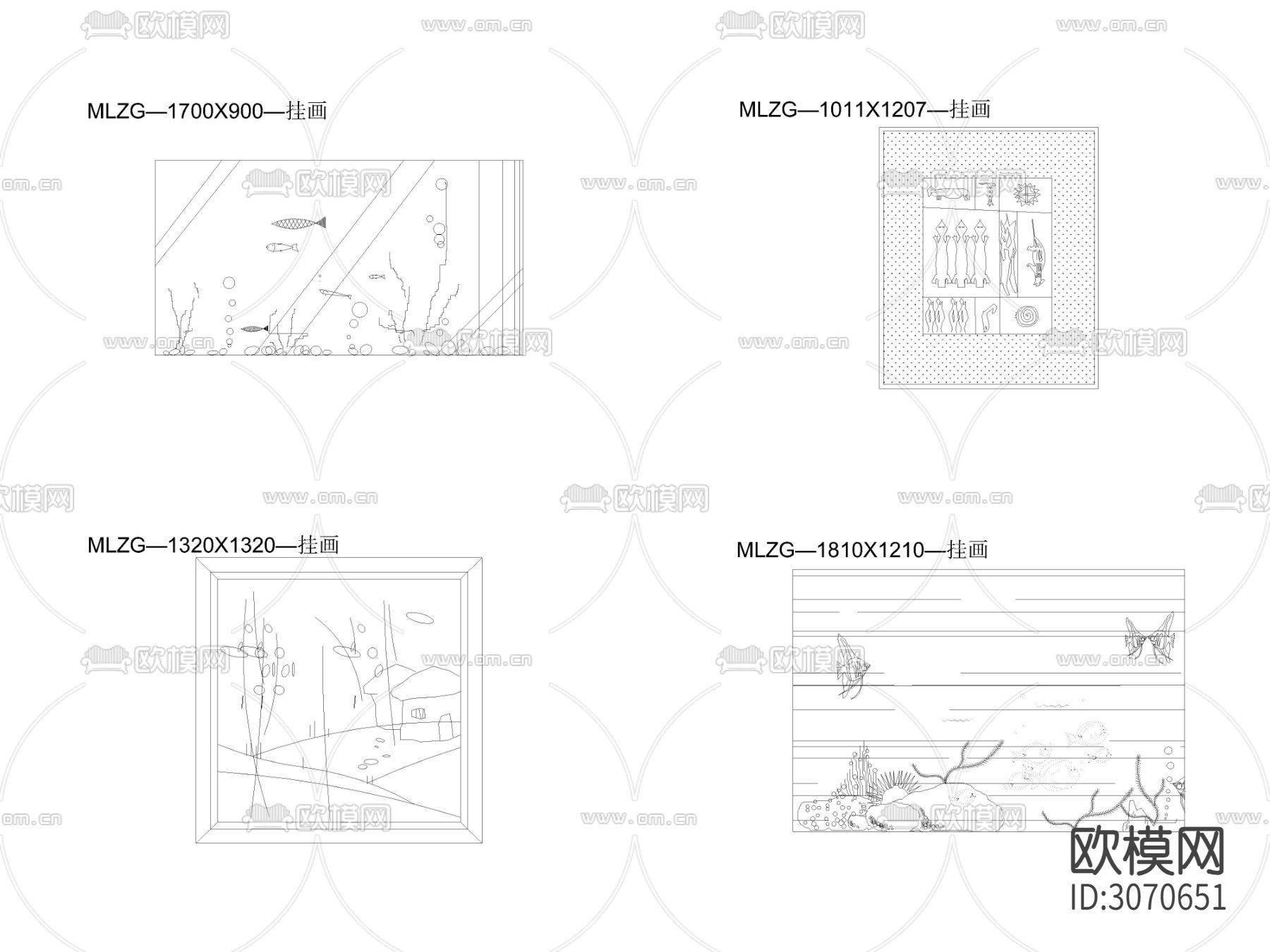 儿童房挂画立面cad图库下载（渲染图3）