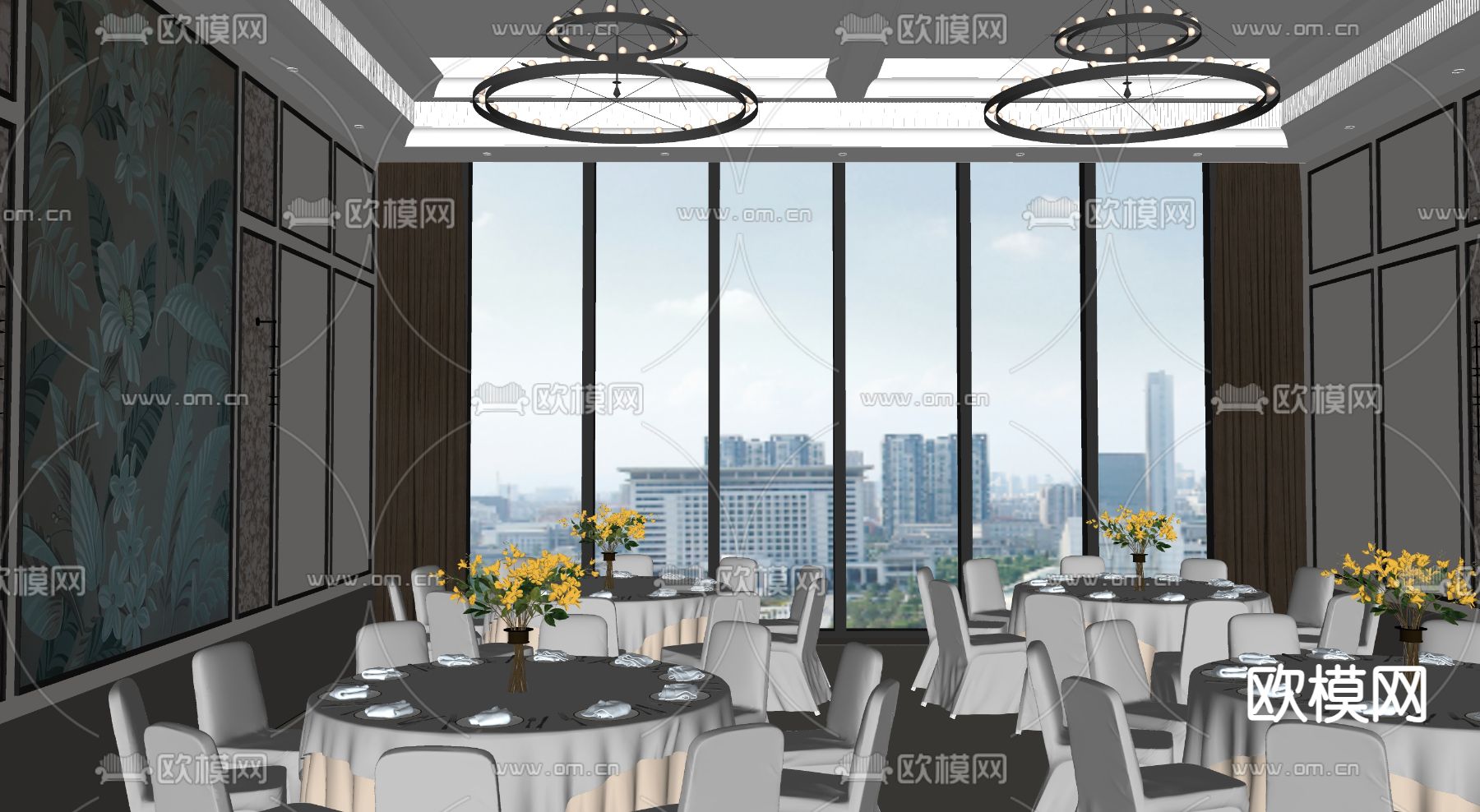 现代婚礼现场 宴会厅su模型下载（渲染图2）