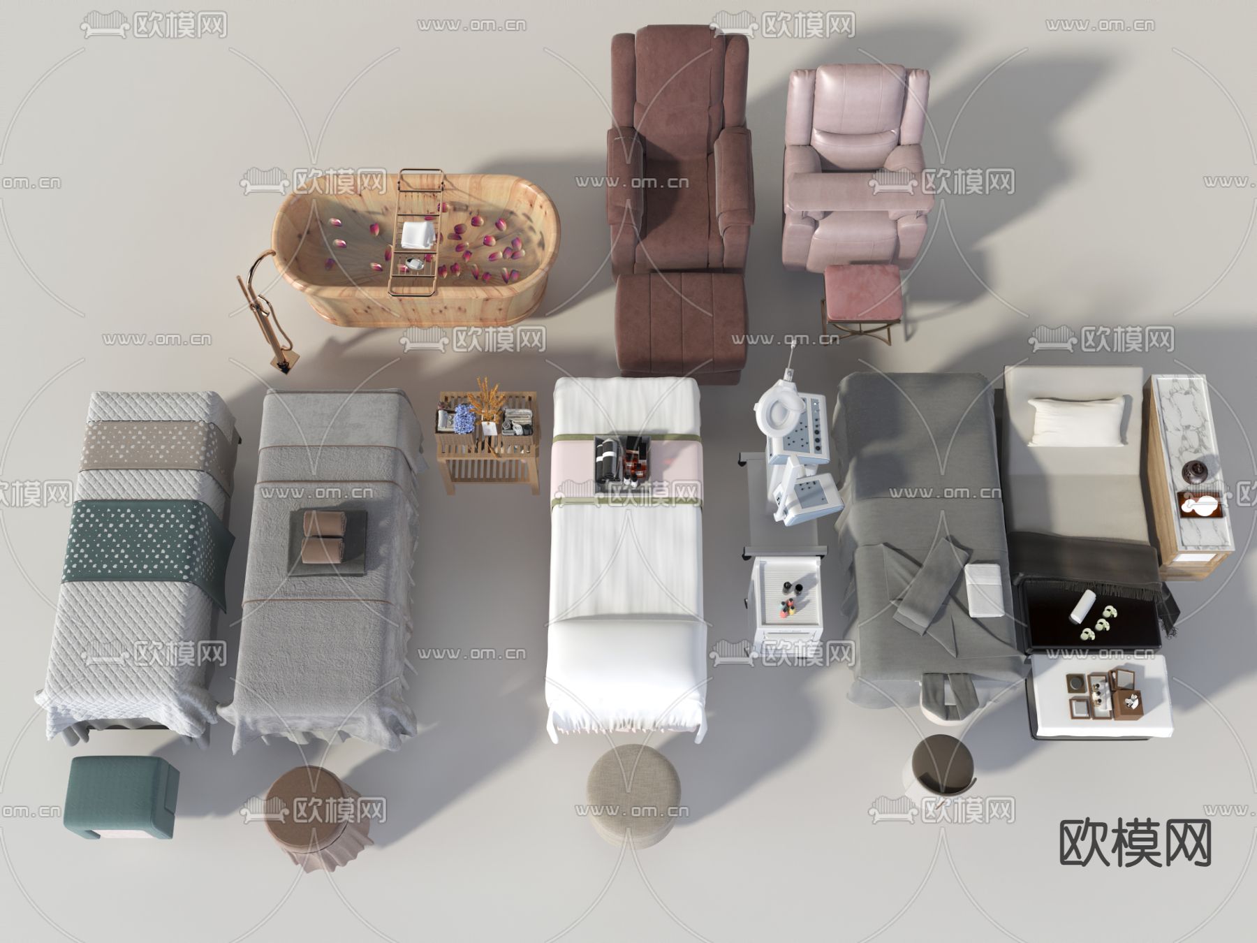 按摩床 美容床 理疗床 木桶3d模型下载