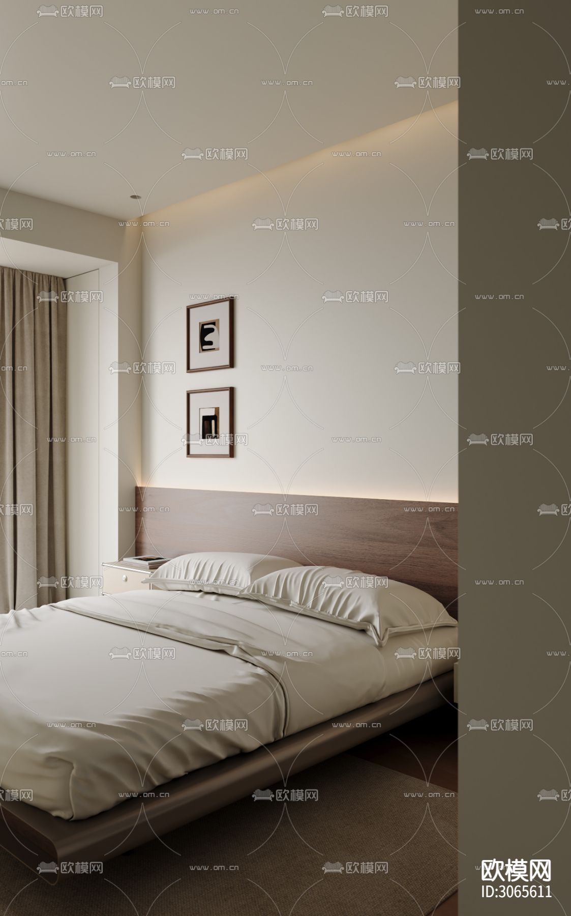 中古风卧室 主卧 主人房装修效果图下载（渲染图2）