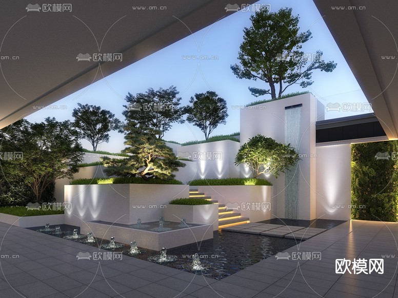别墅花园 庭院景观3d模型下载