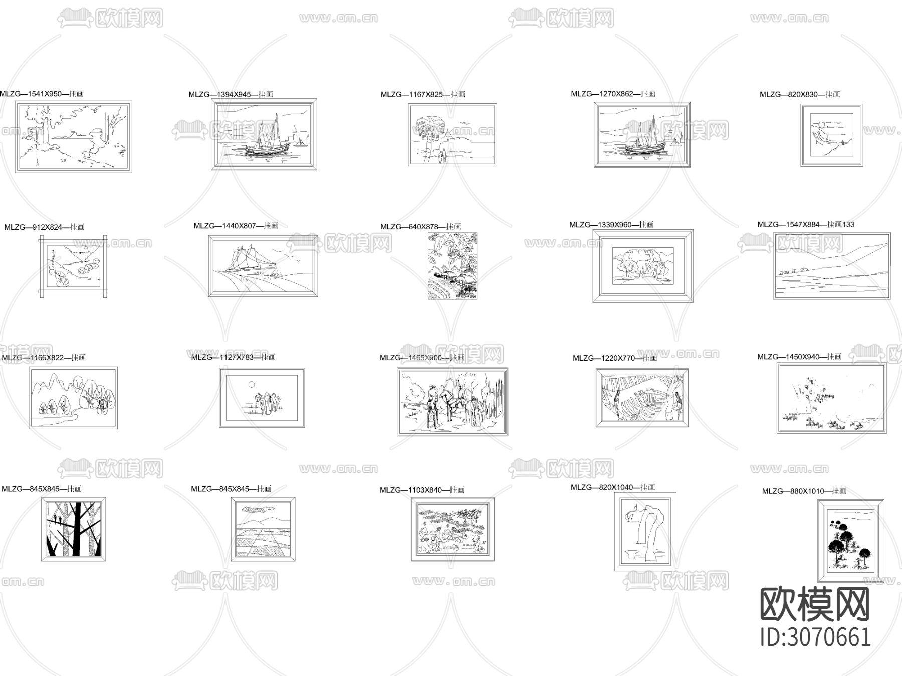 风景画立面cad图库下载（渲染图2）