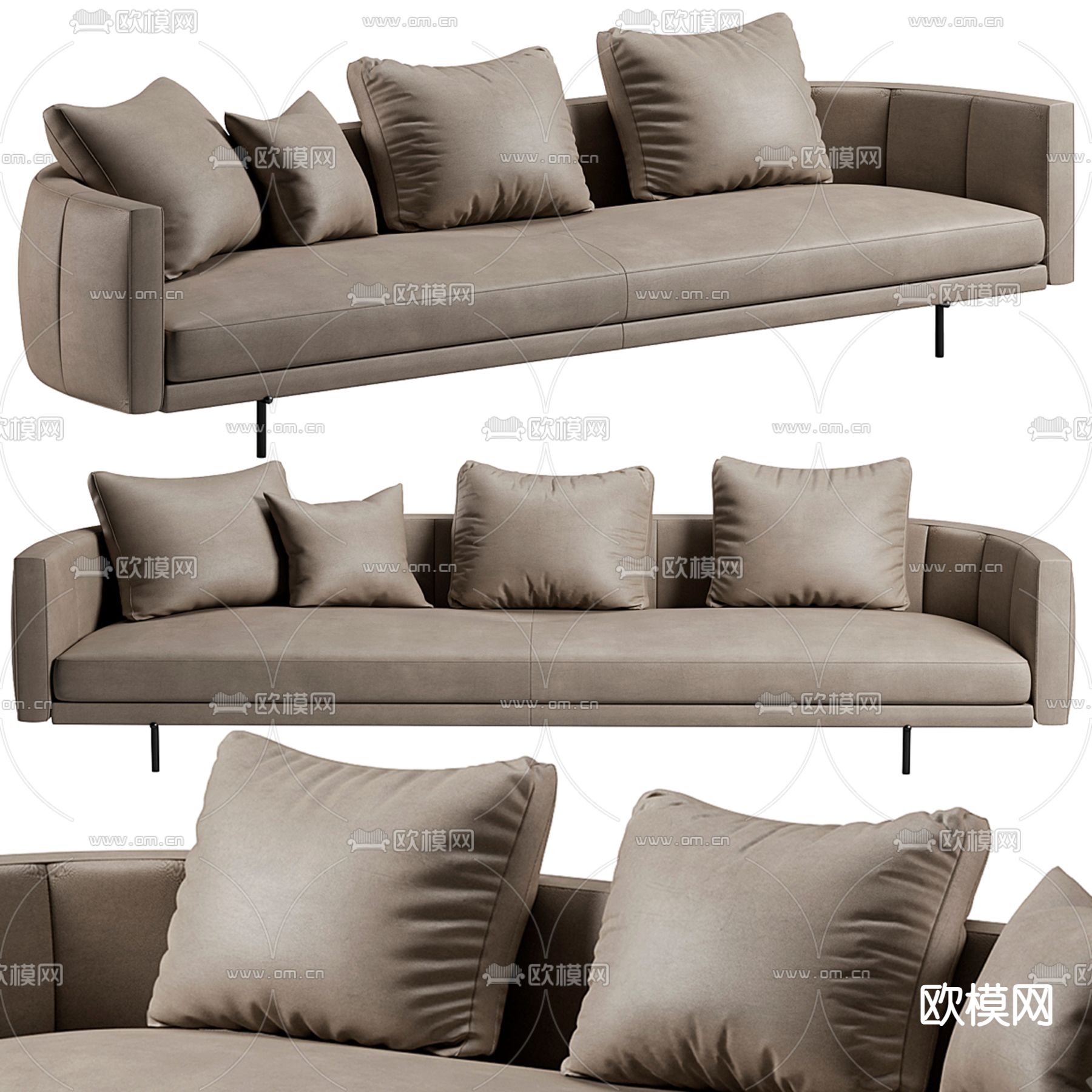 Minotti 多人沙发 皮革沙发3d模型下载