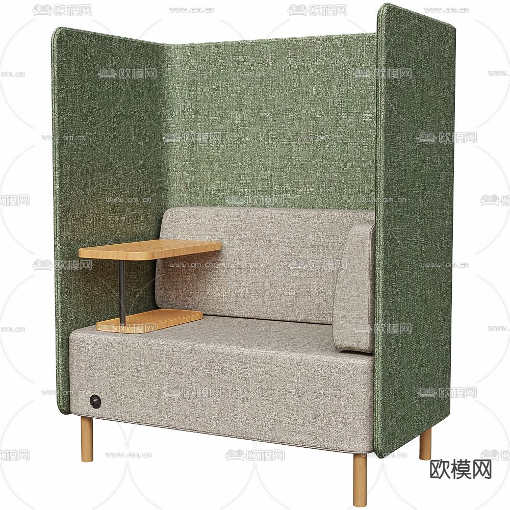 休闲沙发 卡座沙发3d模型下载（渲染图2）