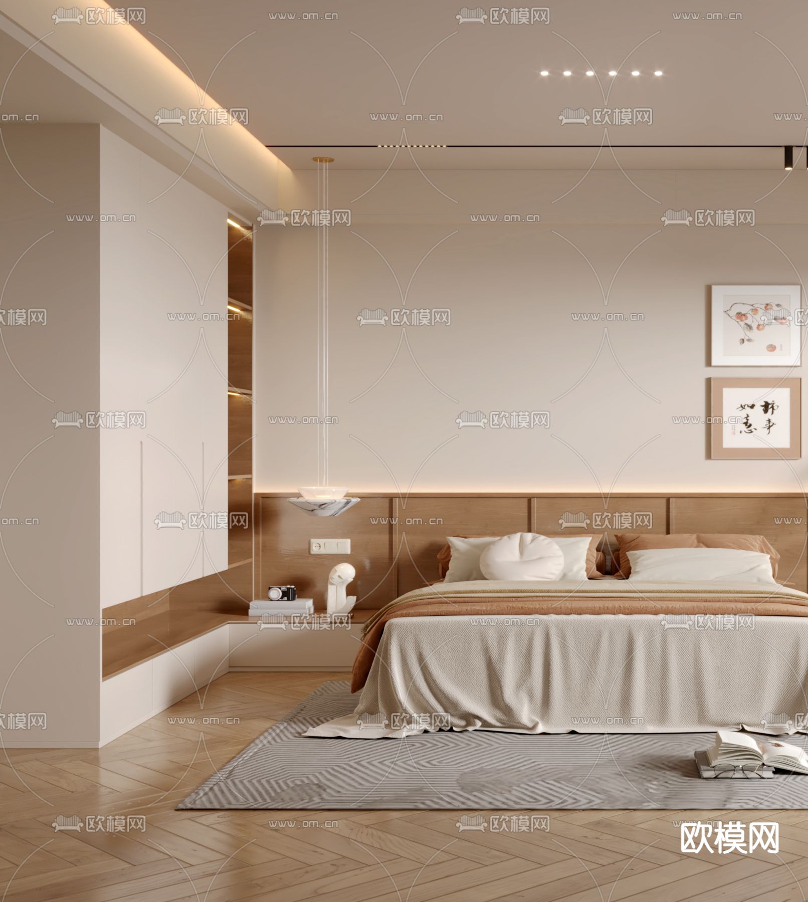 日式卧室 主卧 主人房3d模型下载（渲染图2）