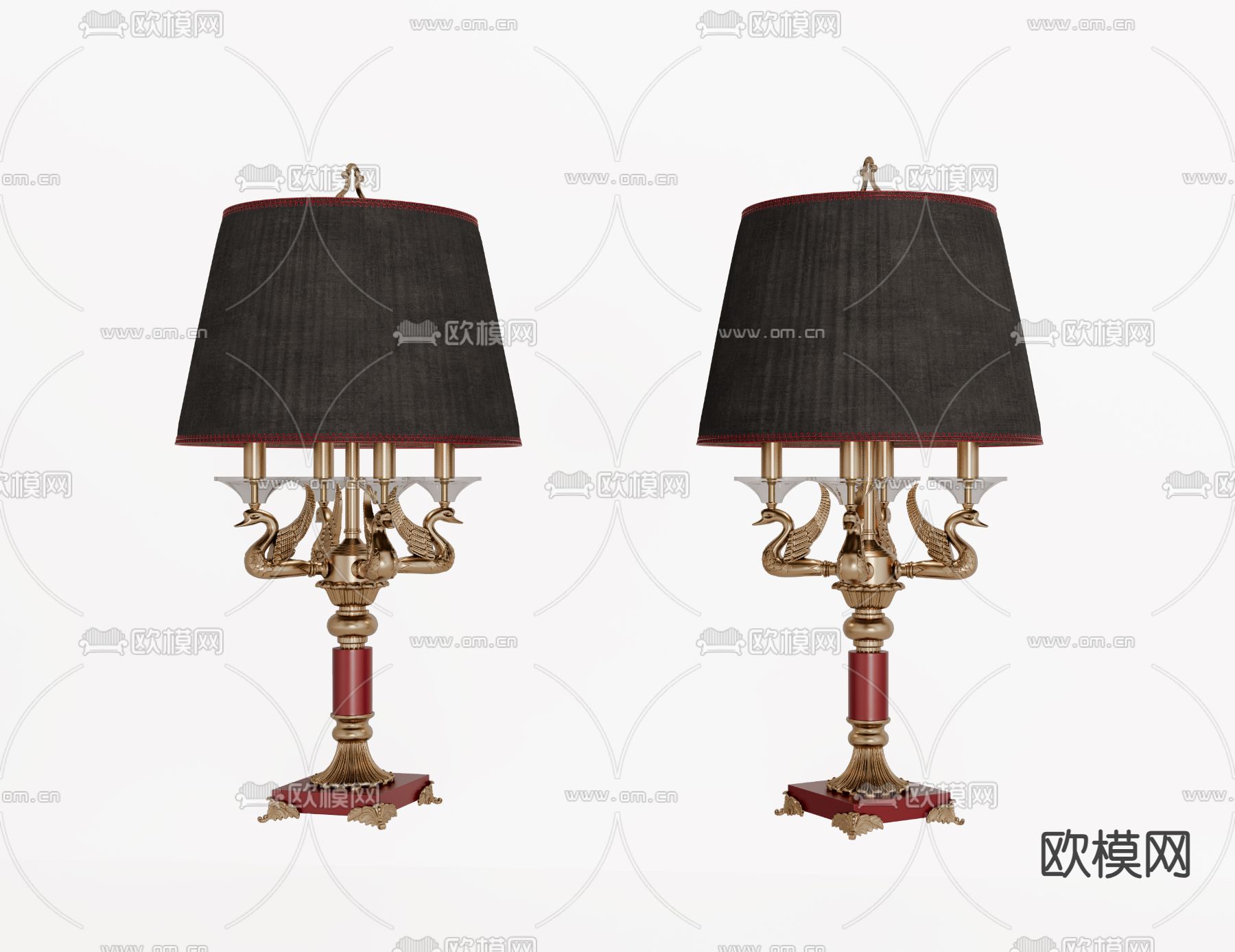 新古典台灯su模型下载（渲染图2）