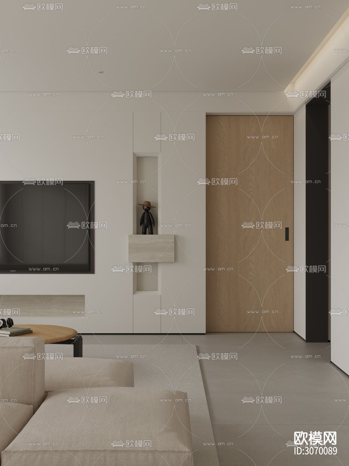 极简客厅 餐厅效果图下载（渲染图2）