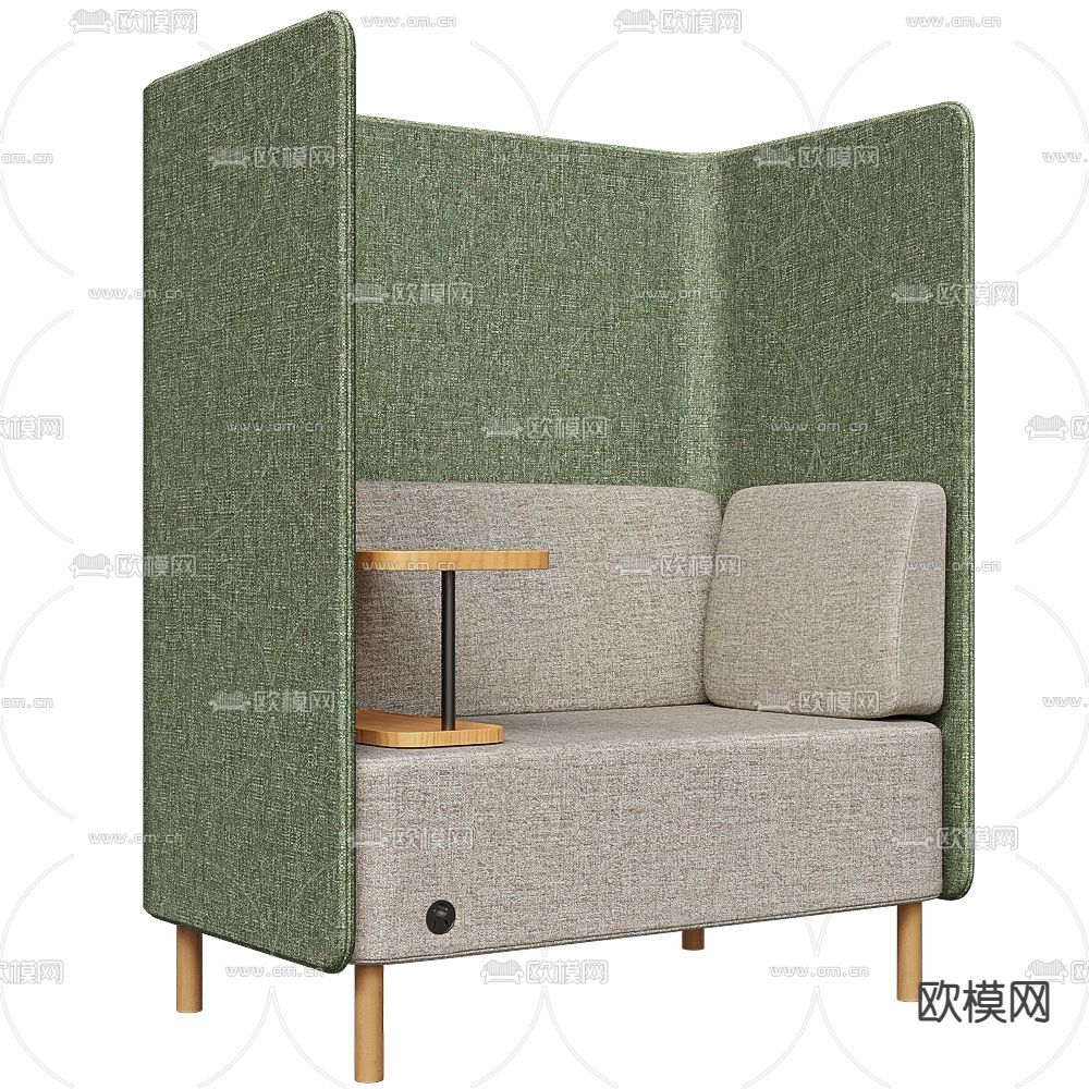 休闲沙发 卡座沙发3d模型下载（渲染图1）
