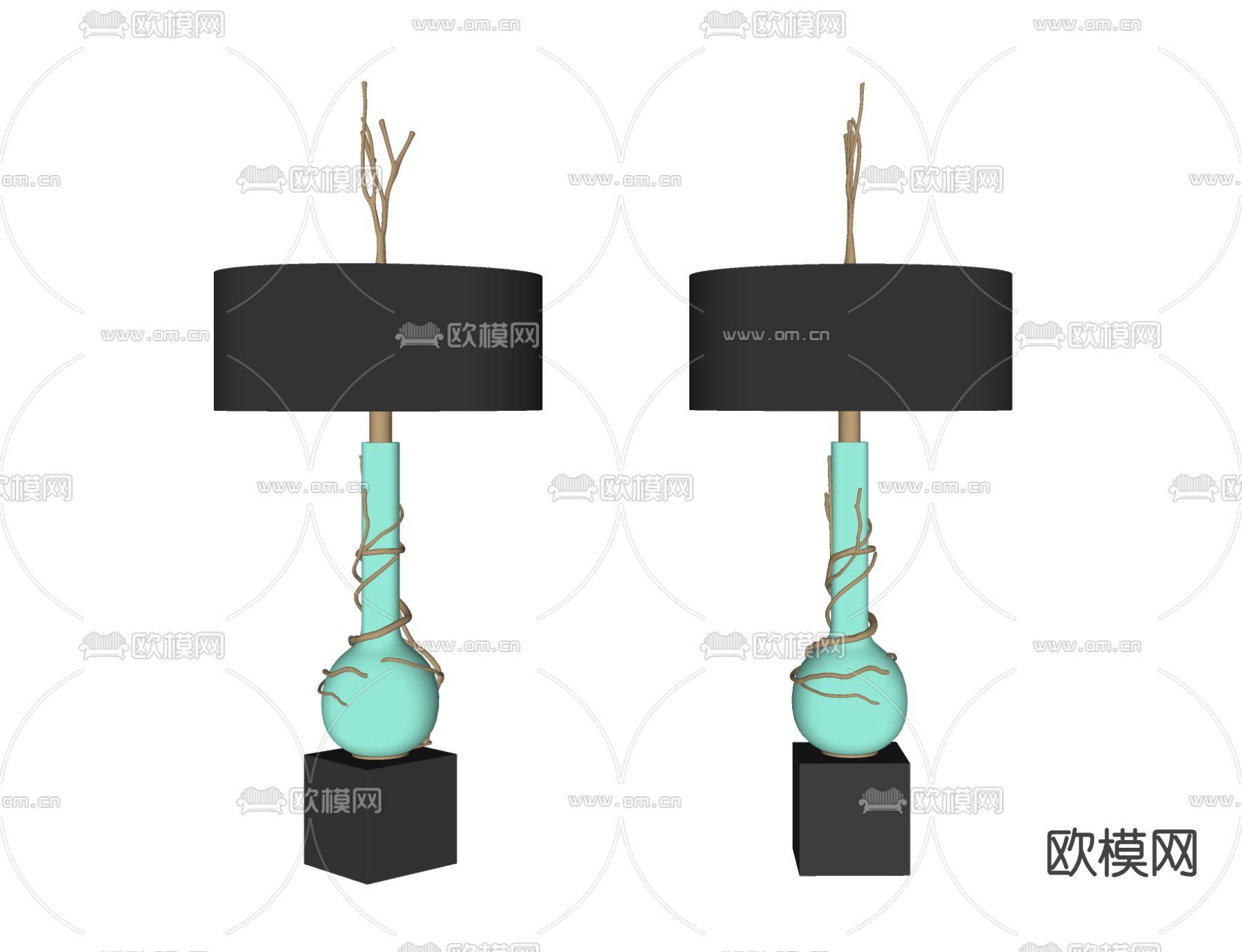 新古典台灯su模型下载（渲染图1）