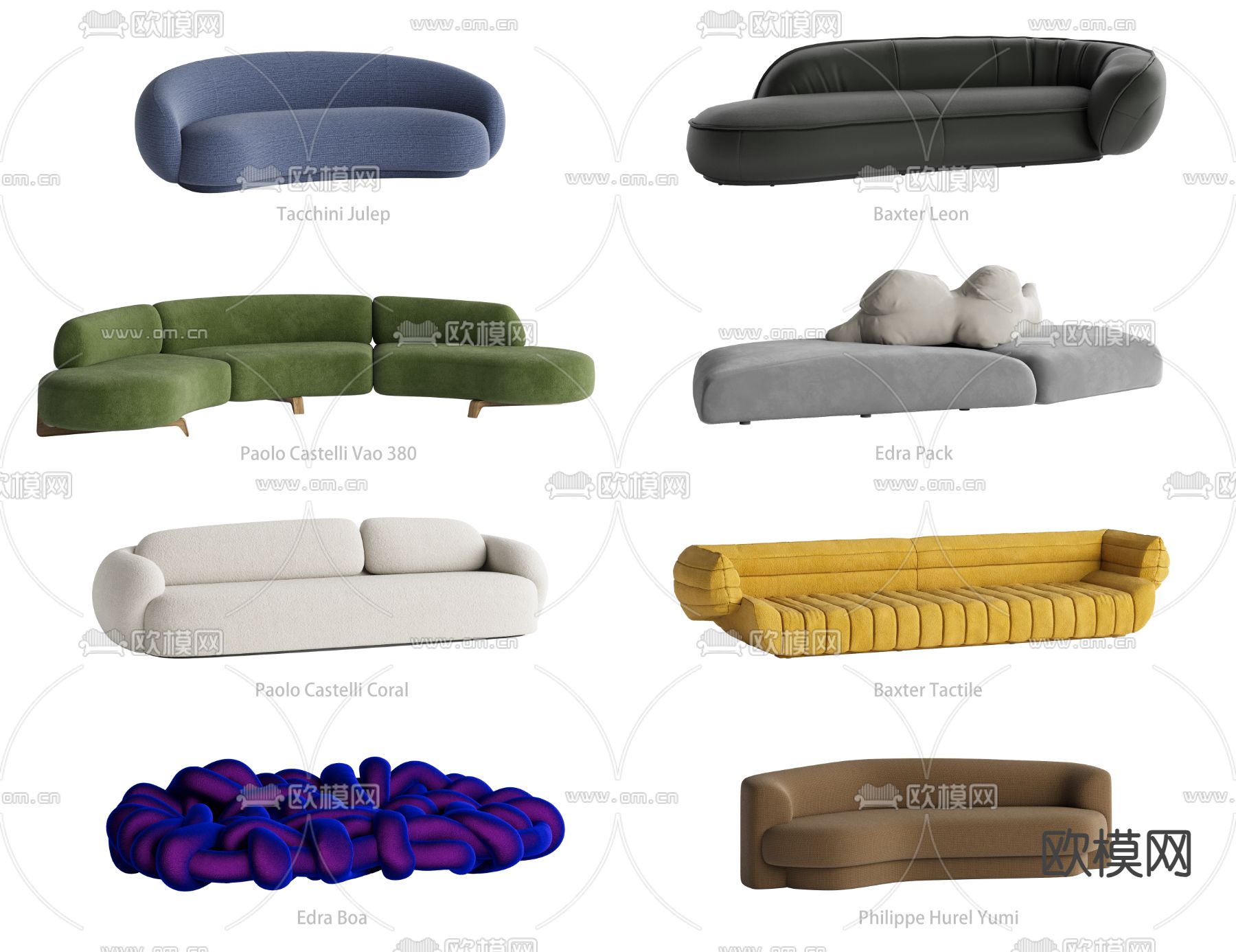 Baxter 异形沙发 弧形沙发3d模型下载