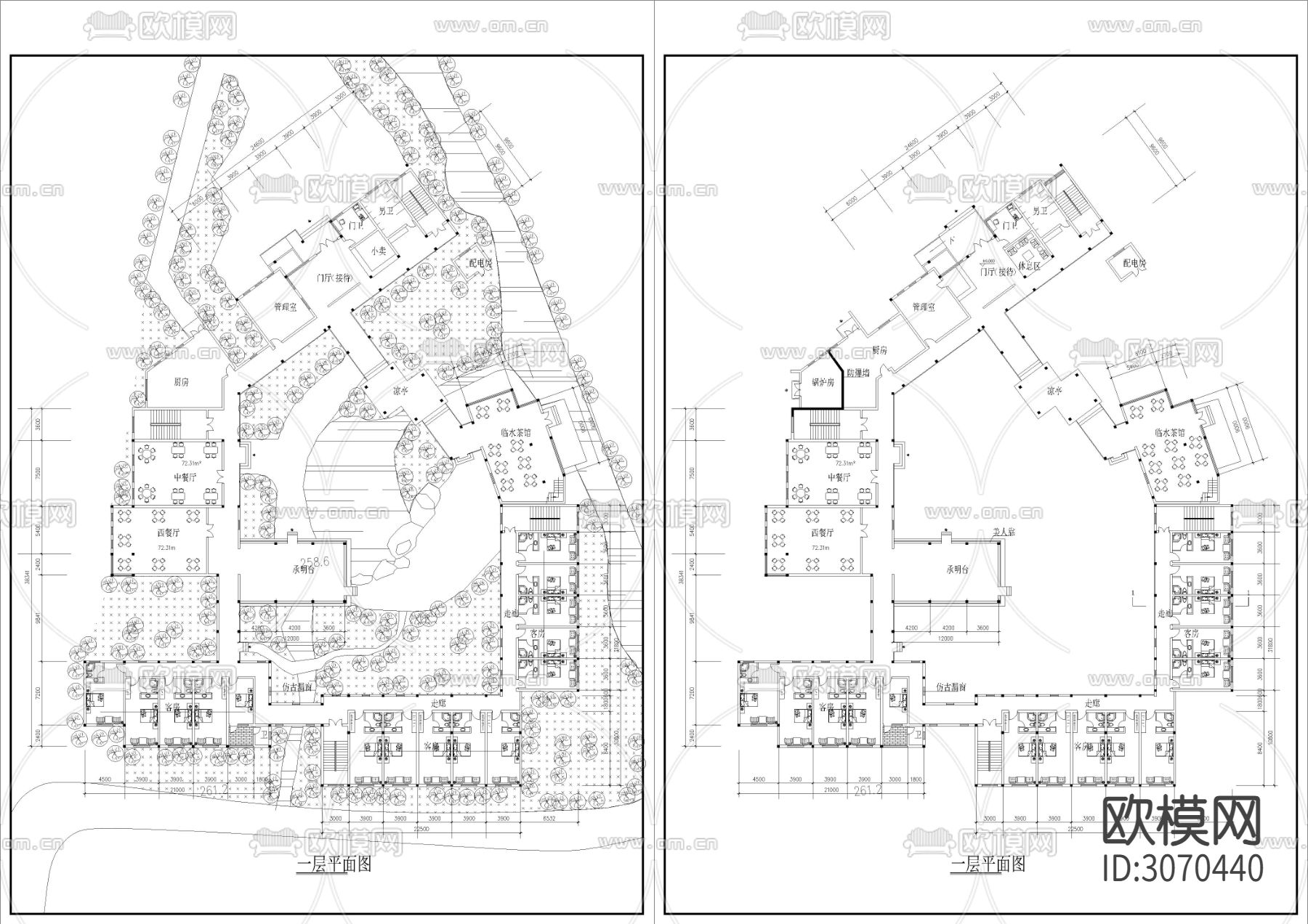 4800㎡新中式 民宿 酒店方案cad施工图下载（渲染图2）
