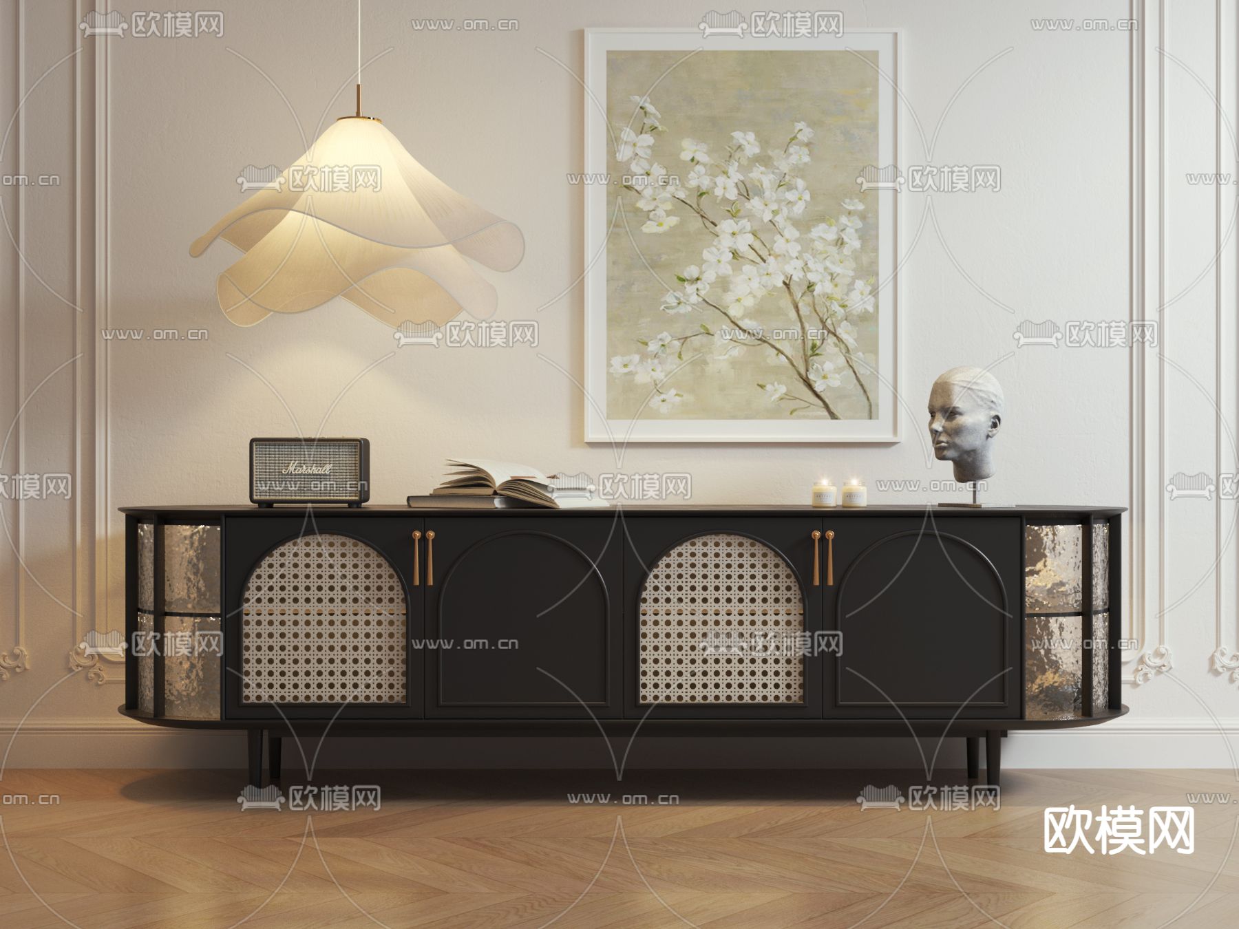 法式电视柜3d模型下载