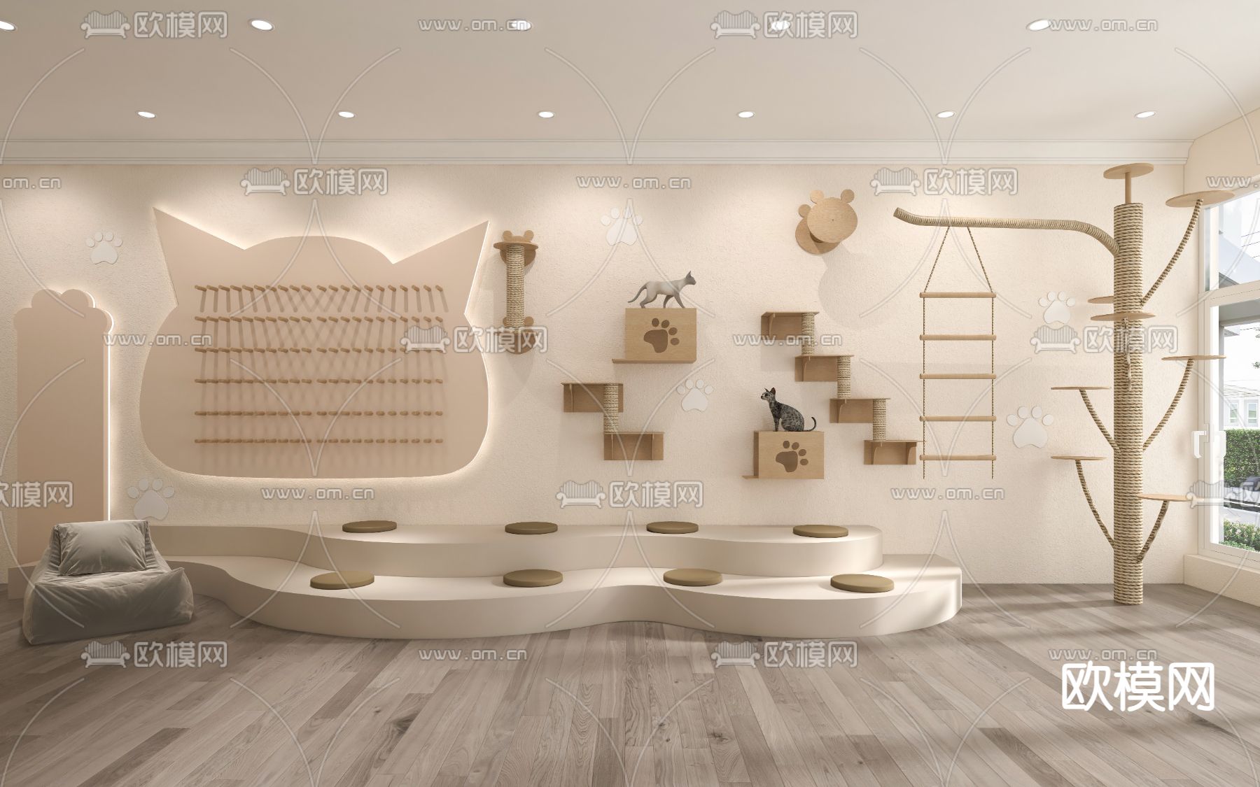 猫窝 猫爬架 猫舍 猫咖3d模型下载