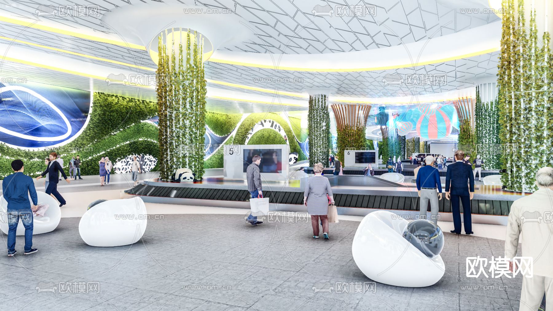 机场行李室 行李轨道su模型下载（渲染图1）