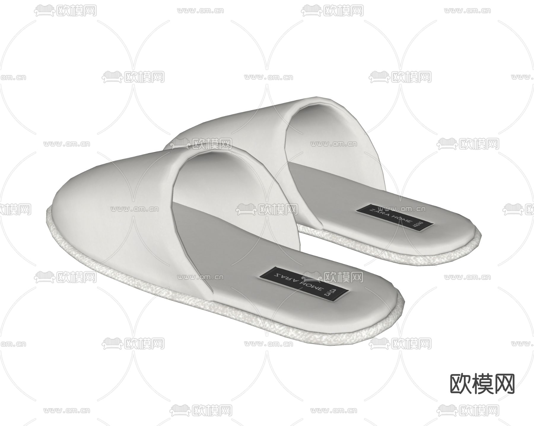 棉拖鞋su模型下载（渲染图2）