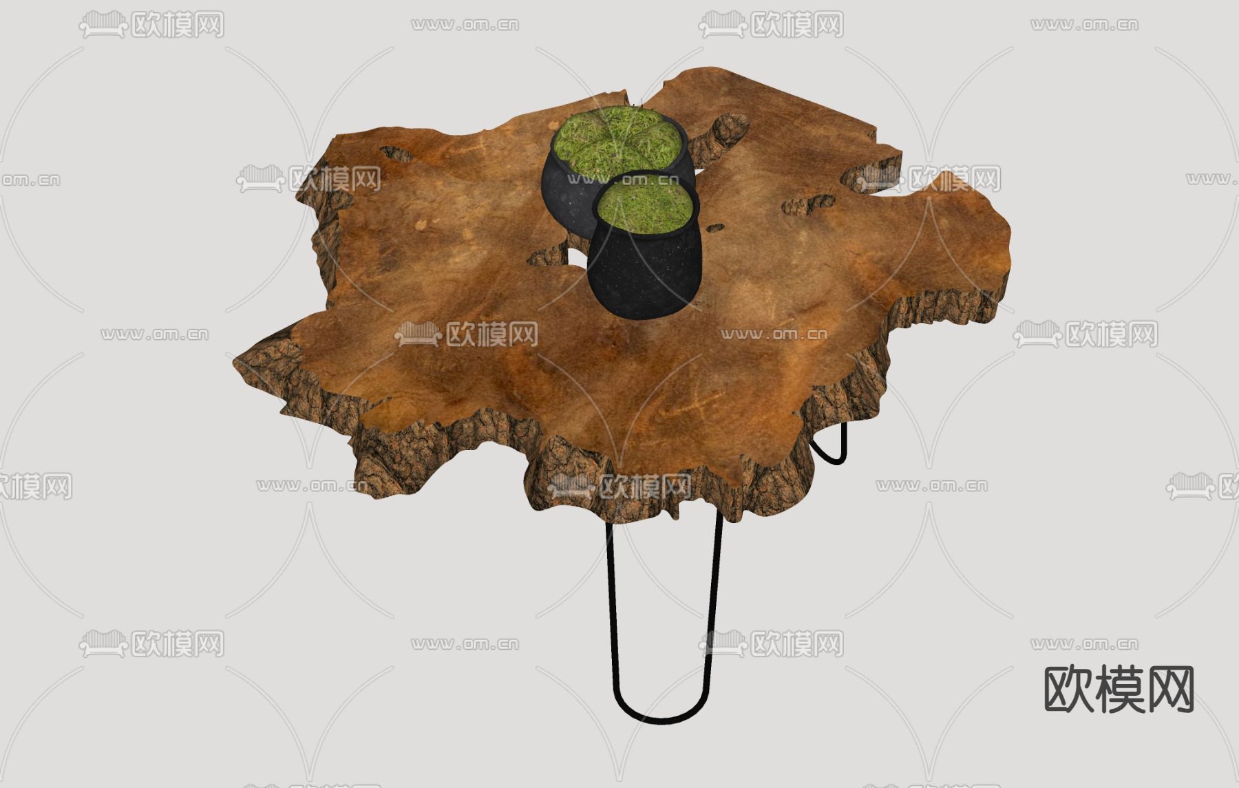 木片茶几 矮桌 茶桌su模型下载（渲染图2）