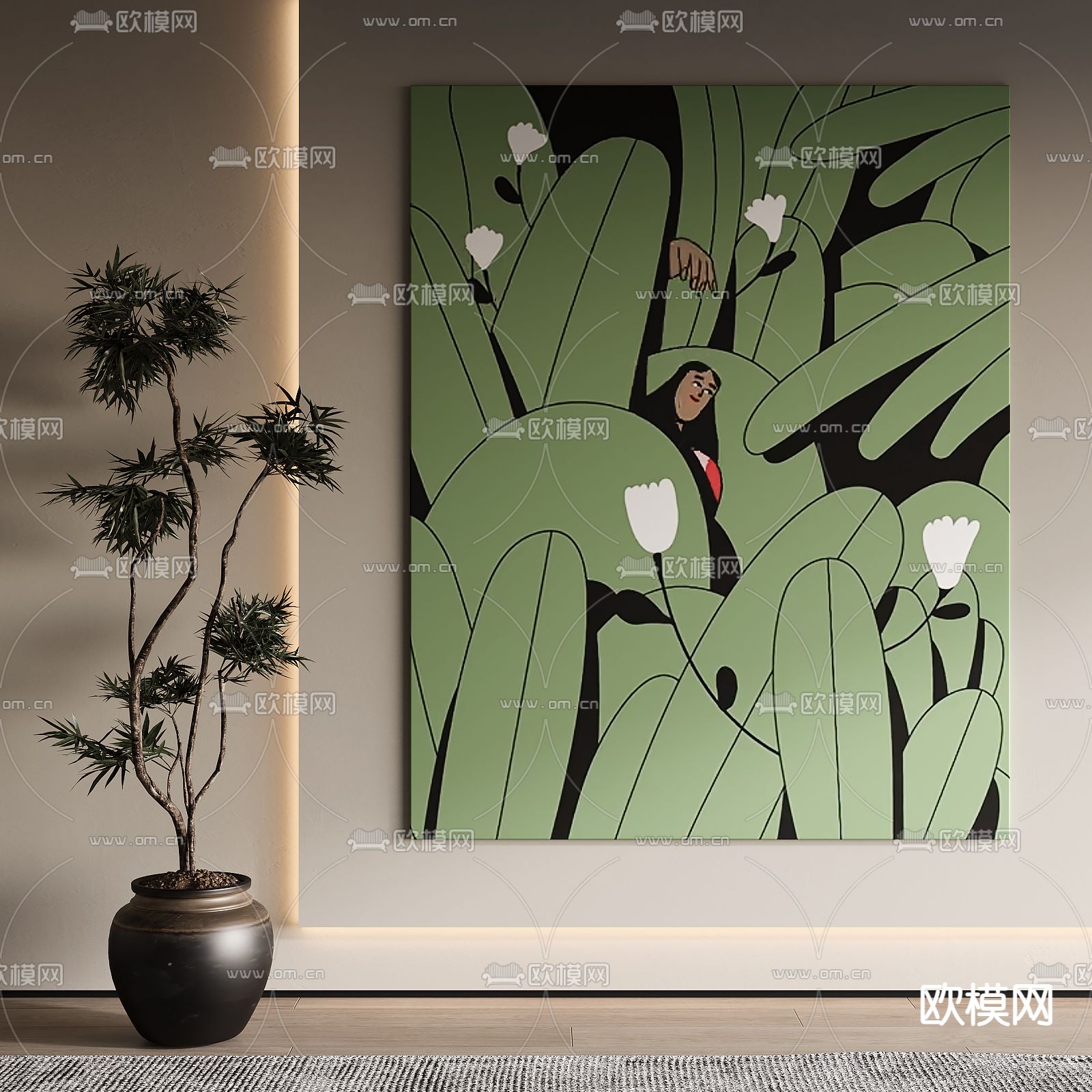 侘寂风油画 抽象画 装饰画su模型