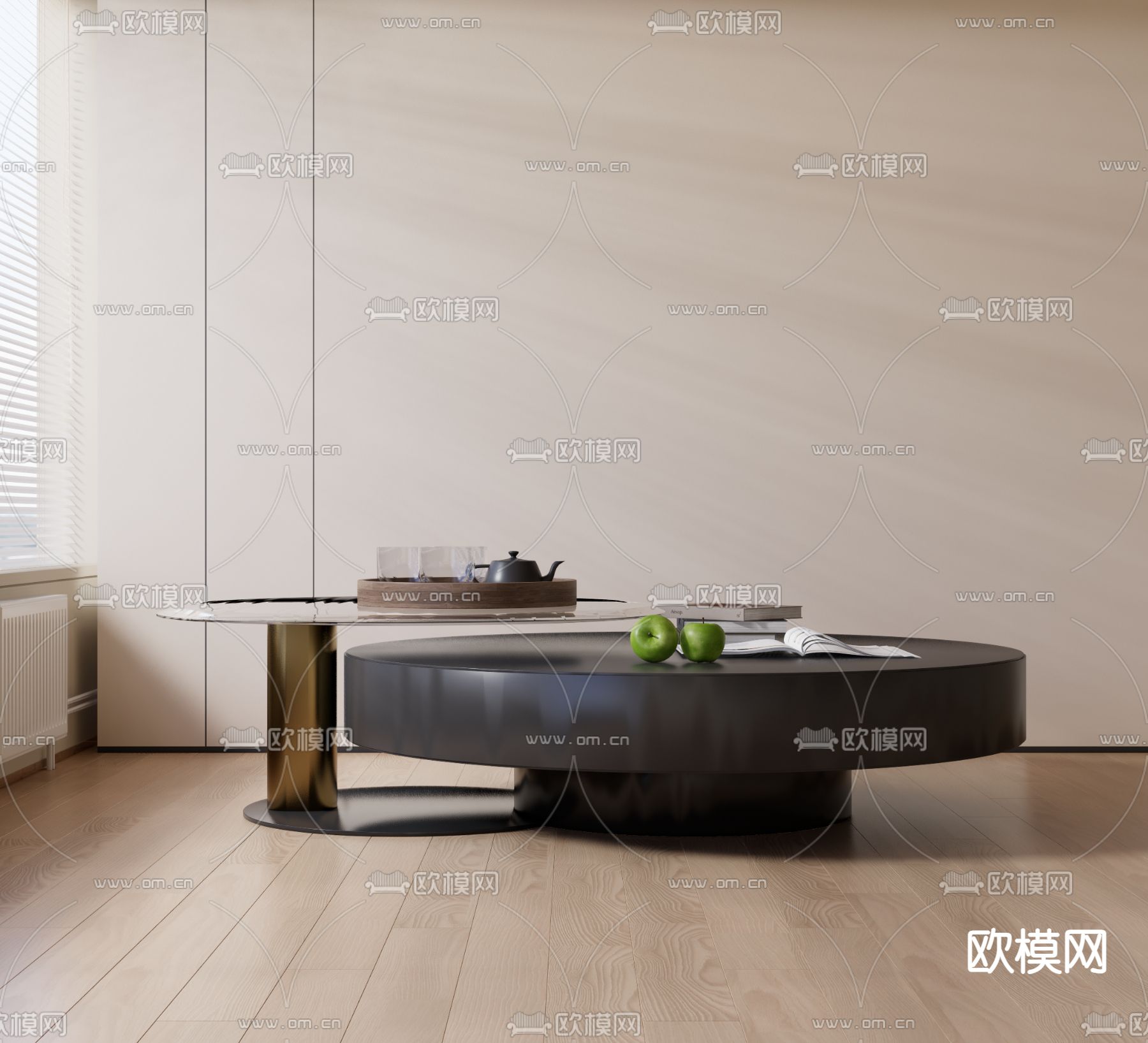 子母茶几su模型下载（渲染图1）