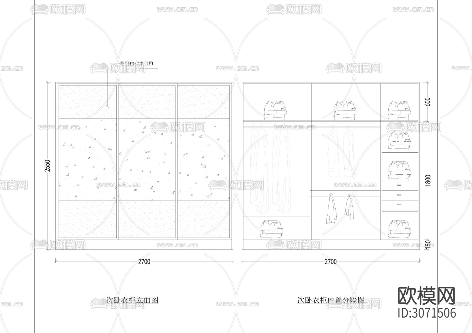 500套综合衣柜，玄关柜等柜体cad图库下载（渲染图6）