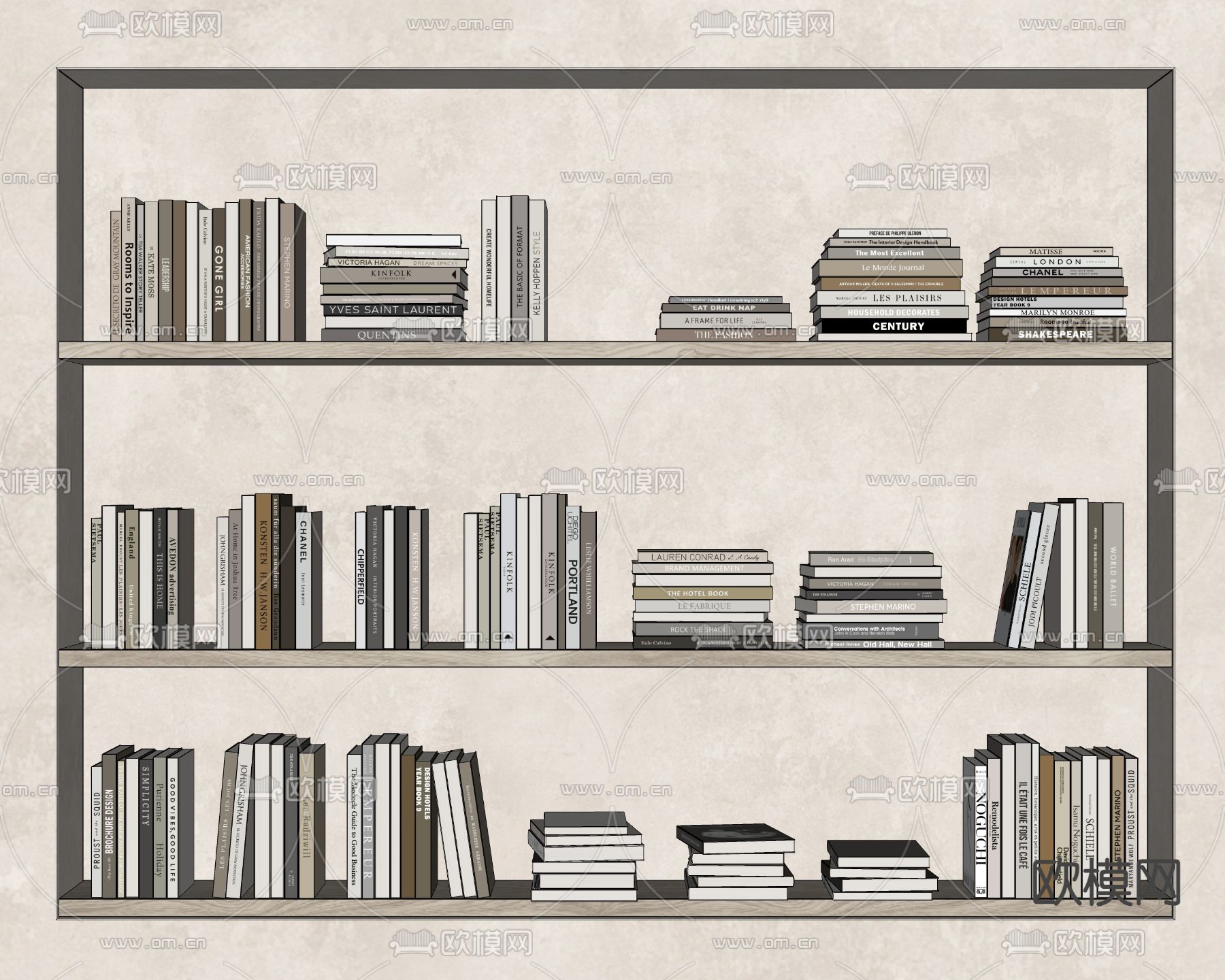 现代书籍 书本 摆件 书架su模型