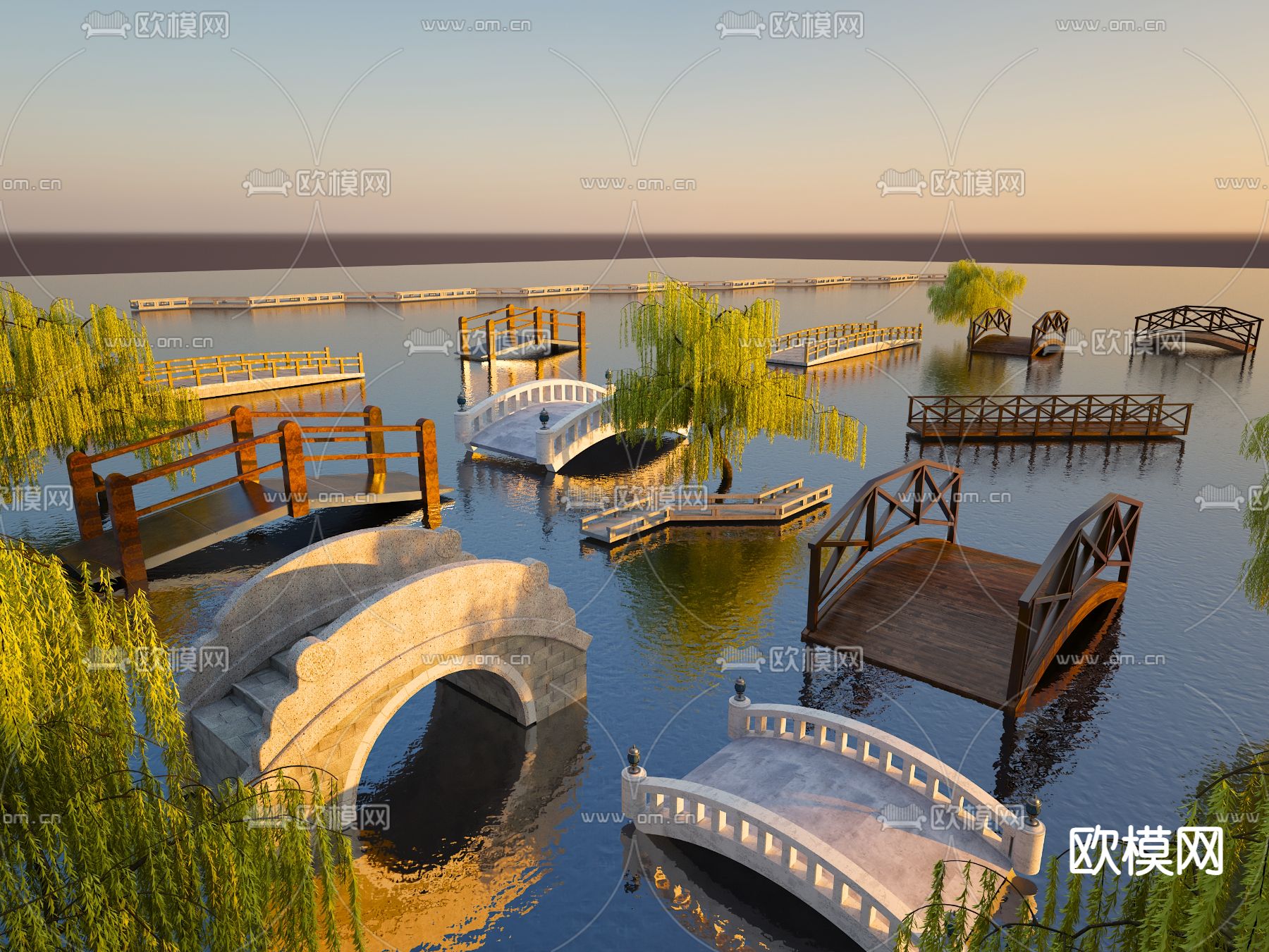 中式桥 石拱桥 景观桥 小桥3d模型下载