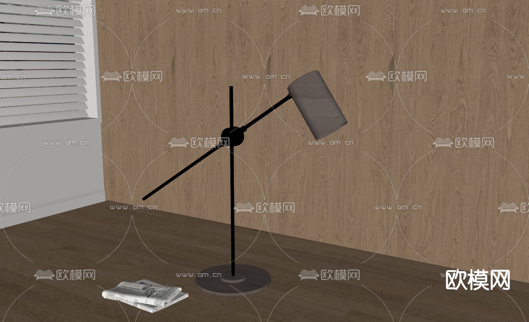 现代落地灯su模型下载（渲染图2）