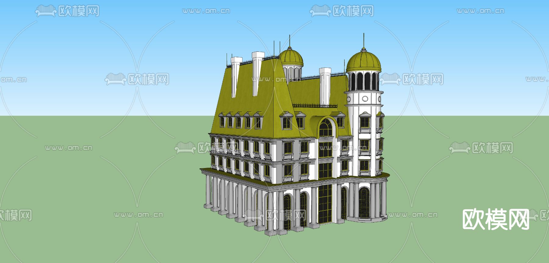 欧式别墅外观su模型下载（渲染图4）