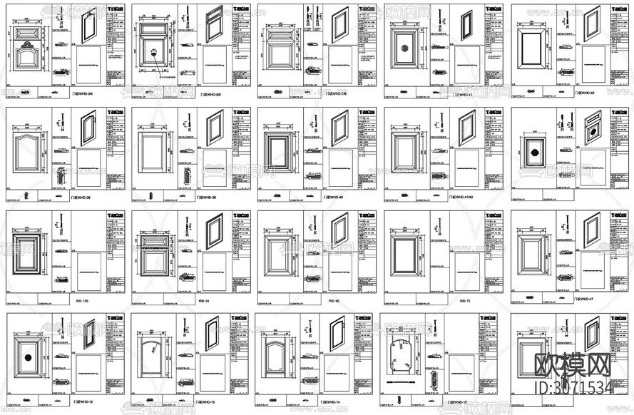 厨房柜门 橱柜门 门板 柜门 橱柜门设计cad图库-免费3dmax模型库-欧模网