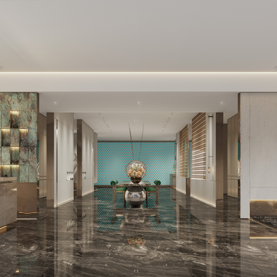  宾馆前台 酒店大堂接待su模型 