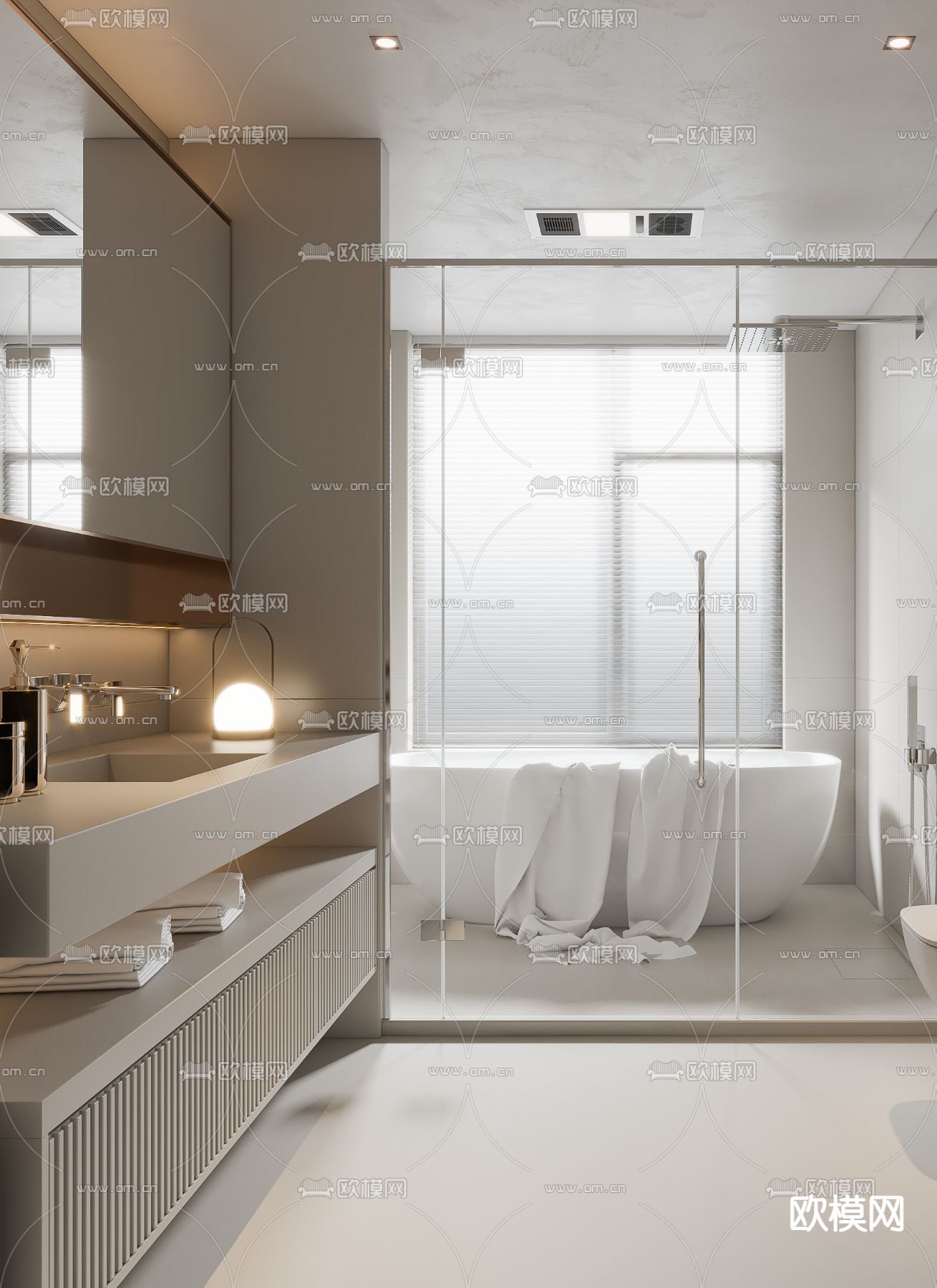 现代卫生间 浴室 洗手间su模型下载（渲染图2）