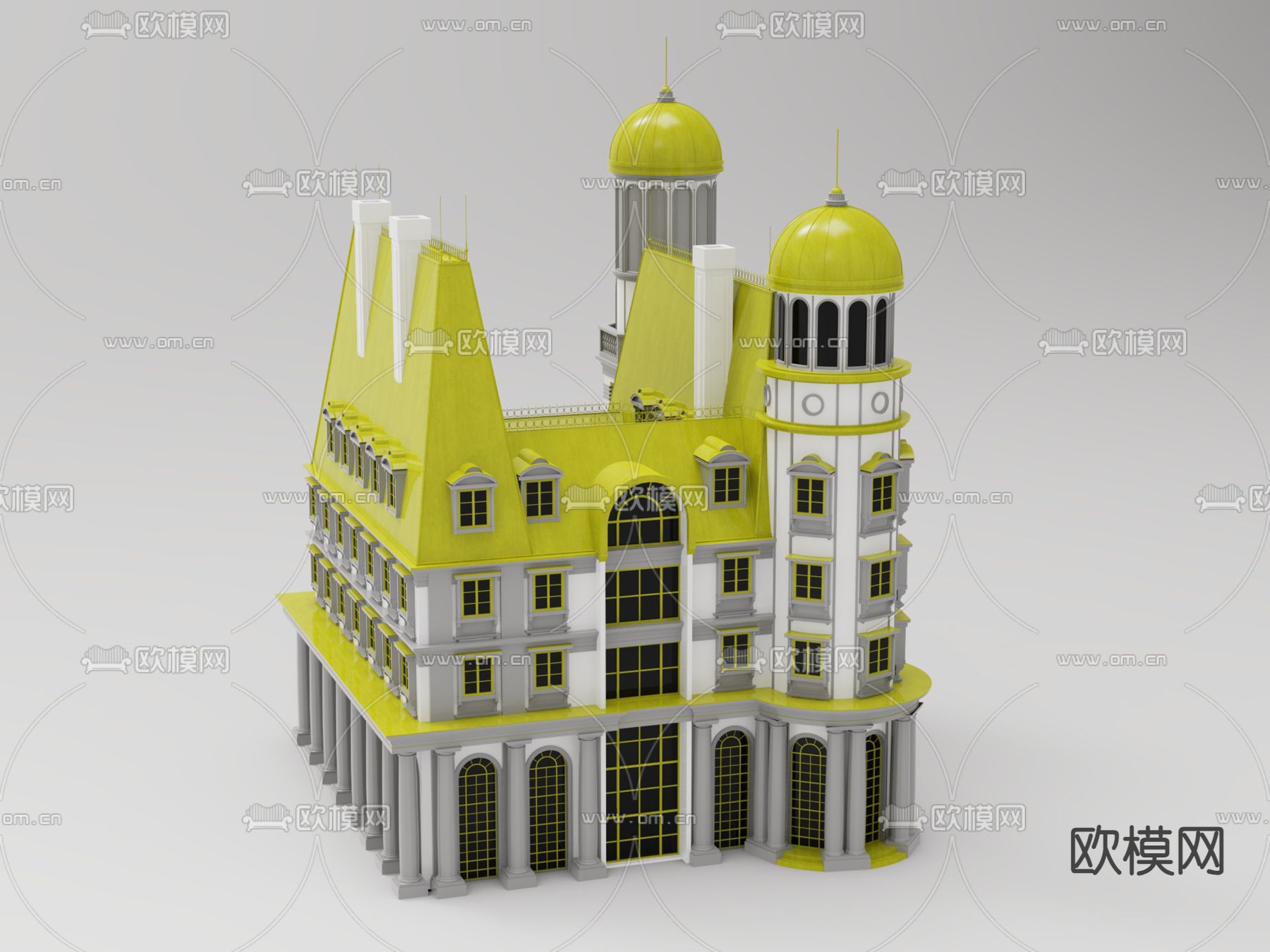 欧式别墅外观su模型下载（渲染图1）