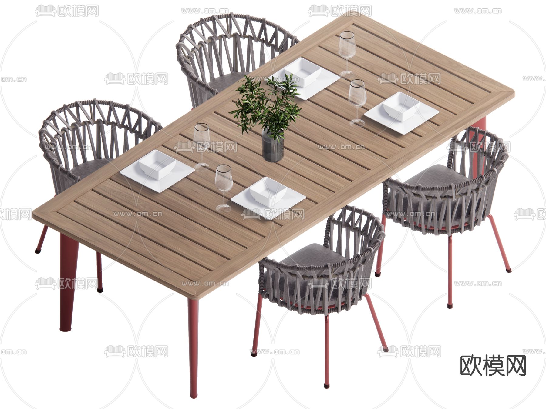 现代户外桌椅 休闲桌椅su模型下载（渲染图1）