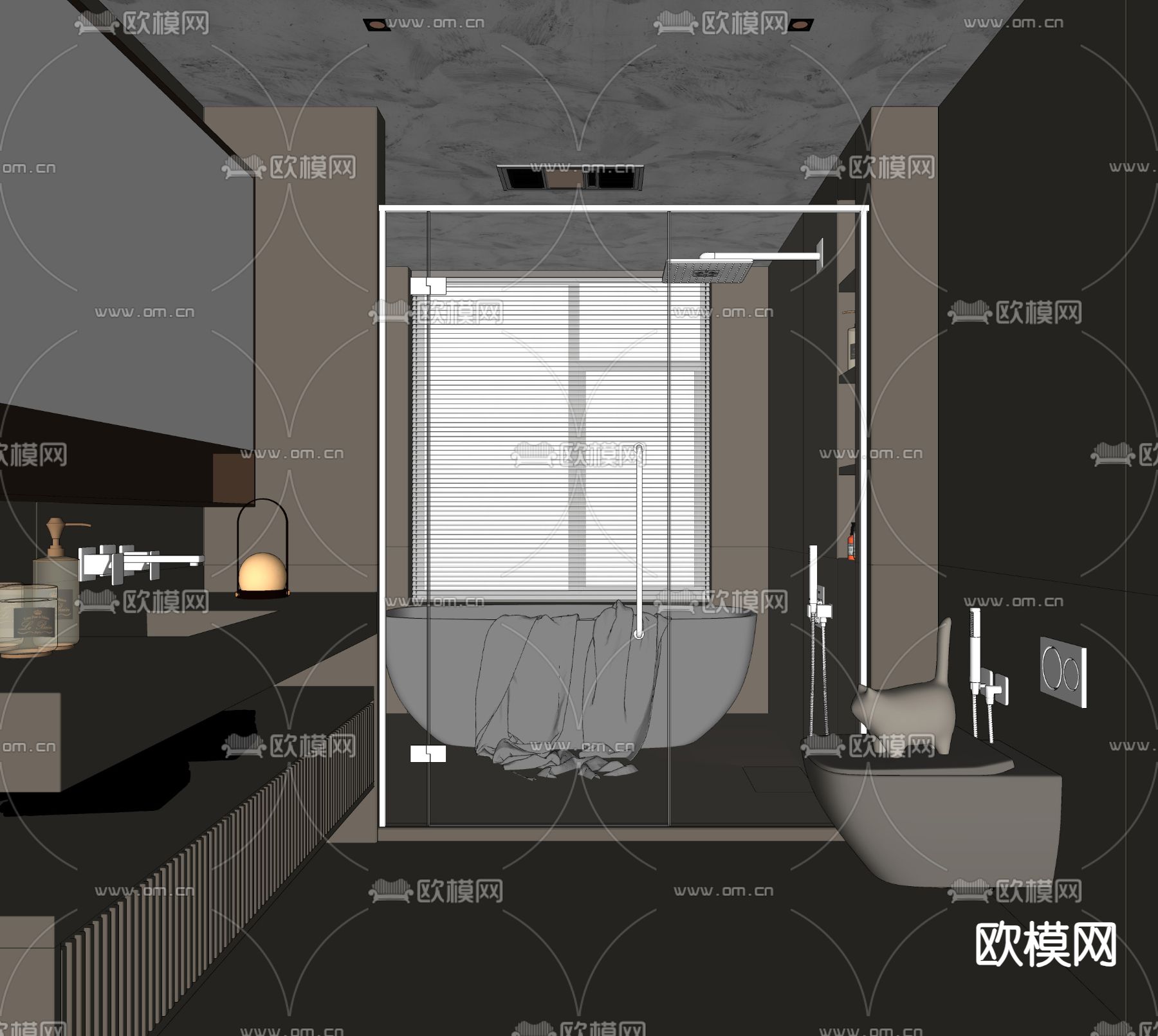 现代卫生间 浴室 洗手间su模型下载（渲染图3）