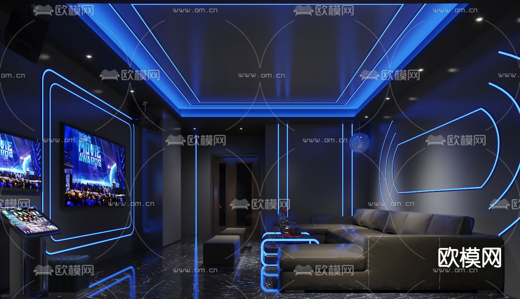 科技感KTV包厢 酒吧 夜总会3d模型下载（渲染图2）